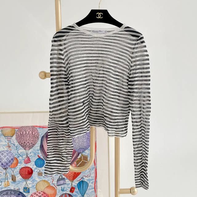 Dior Dior Black and white striped knitted long sleeves Size XS / US 0-2 / IT 36-38 - 1 Thumbnail
