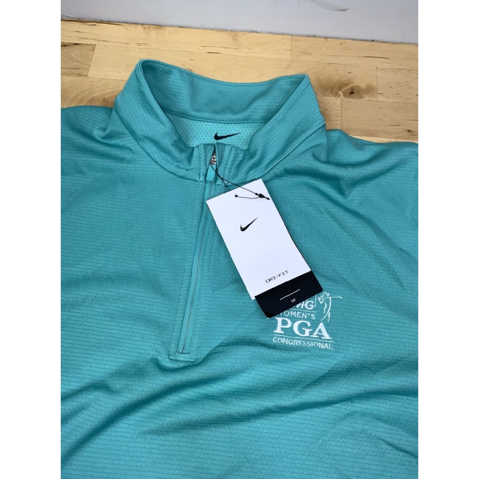Nike Nike Sweatshirt Womens XL Green 1/4 Zip Pullover Mock Neck Dri-FIT Golf Activewear Stretch Size XL / US 12-14 / IT 48-50 - 3 Thumbnail