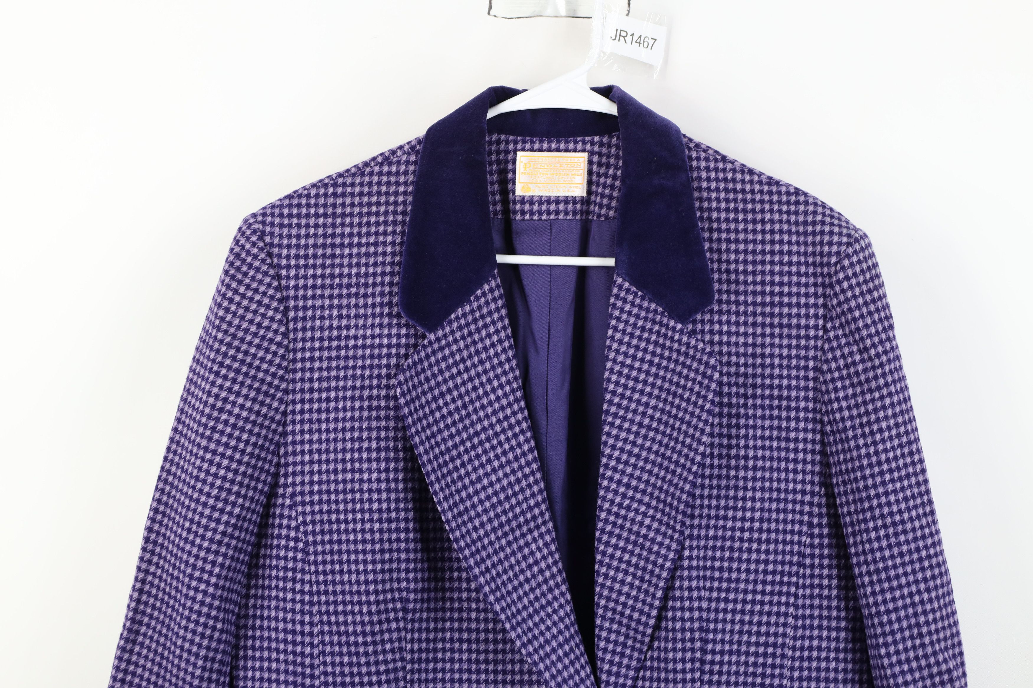 Pendleton Vintage 90s Pendleton Wool Blazer Jacket Purple Houndstooth Size XL / US 12-14 / IT 48-50 - 2 Thumbnail