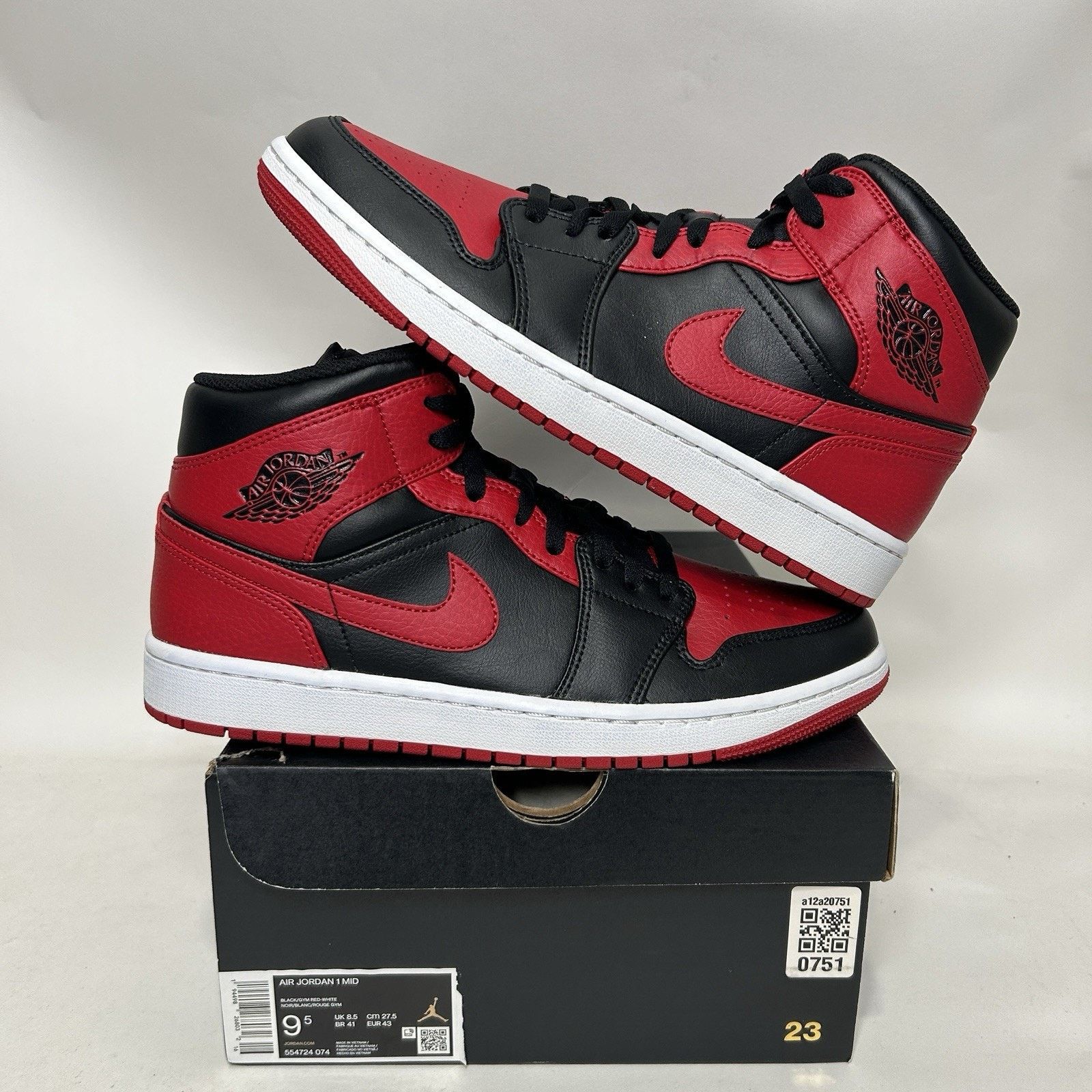 Nike Nike Shoes Air Jordan 1 Mid Retro “Banned/Bred” 554724-074 Size US 9.5 / EU 42-43 - 1 Thumbnail
