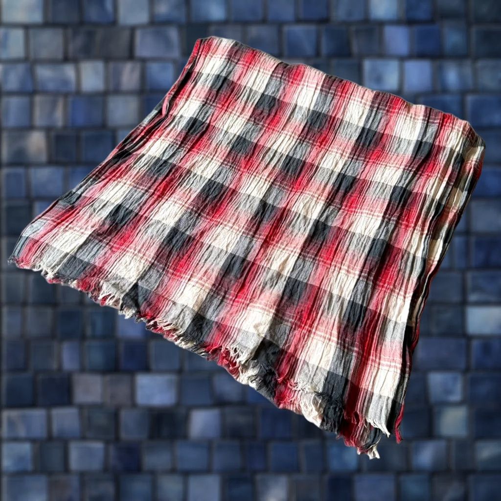 Ralph Lauren RRL Ralph Lauren Red×Black×Ivory Check Cotton Scarf One Size Casual Pre-owned Size ONE SIZE - 1 Thumbnail