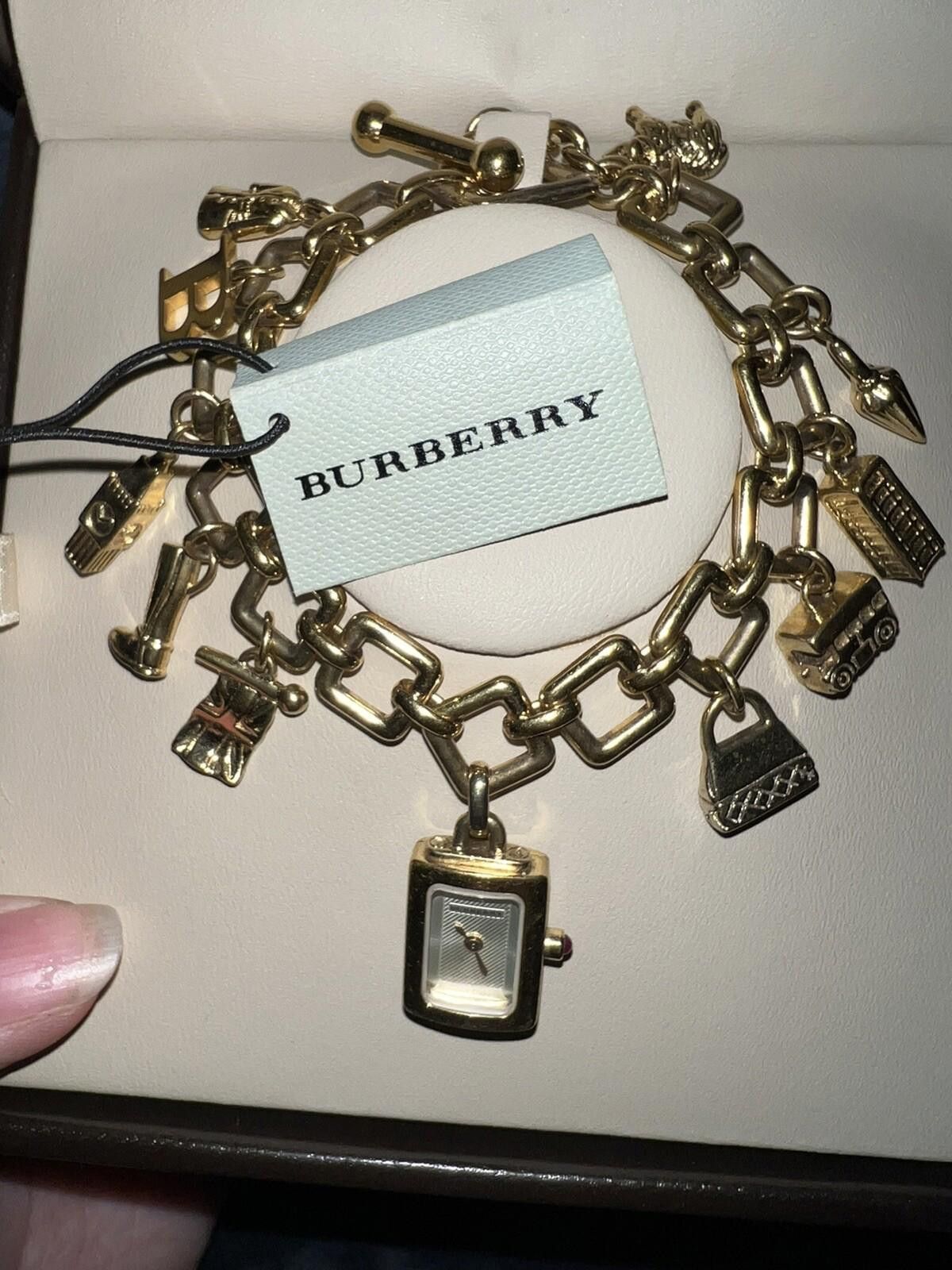 Burberry BURBERRY Gold Plated Charm Bracelet Watch RARE w/ Box Size ONE SIZE - 2 Thumbnail