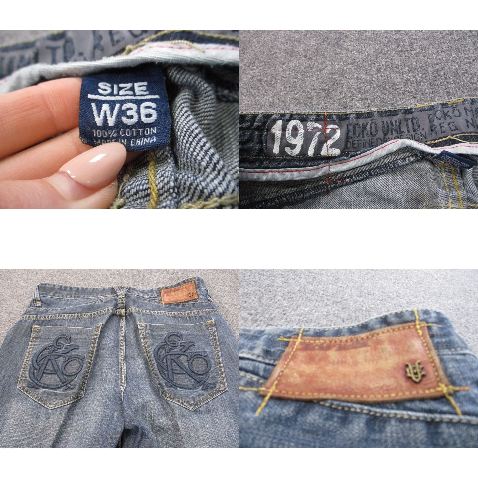 Ecko Unltd. Ecko Unltd Jeans Men Blue Denim Straight Casual Embroidered Y2K Skater Faded 36 Size US 36 / EU 52 - 8 Thumbnail