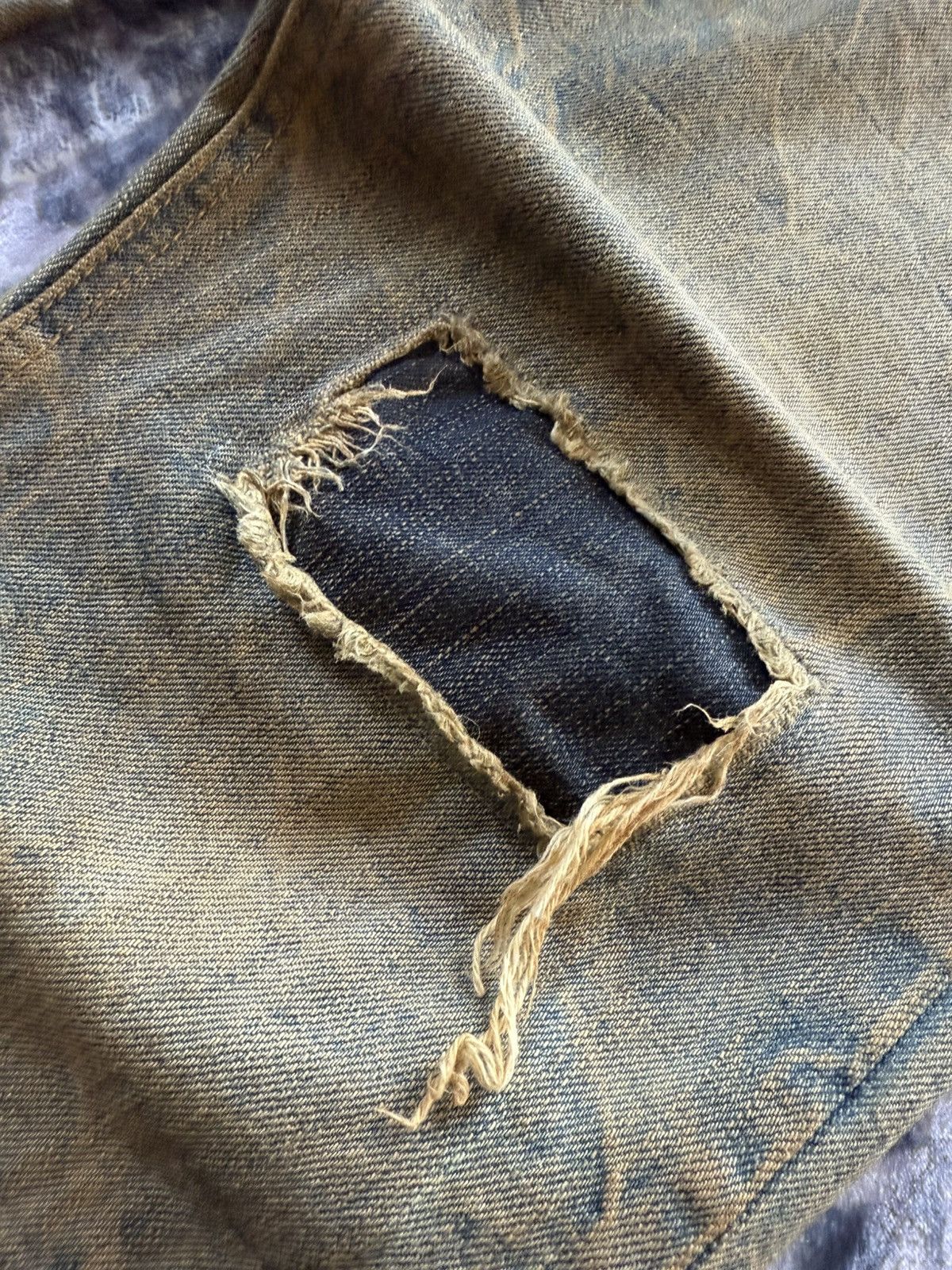 Le Grande Bleu (L.G.B.) 2000s Distressed Mud Wash Check plaid Patched Japanase Jeans Size US 29 - 10 Thumbnail