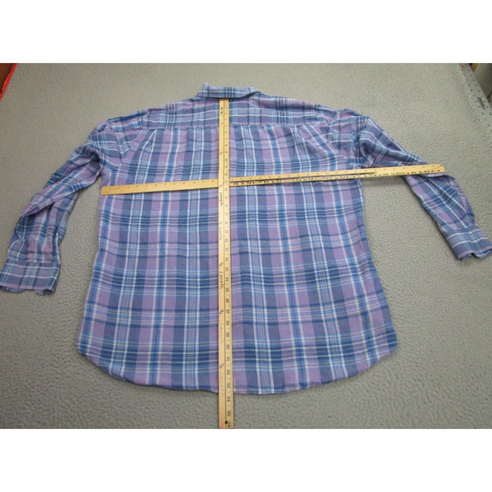 Old Navy VINTAGE Old Navy Shirt Mens 2XL Purple Plaid Linen Cotton Long Sleeve Button Front Size US XXL / EU 58 / 5 - 6 Thumbnail