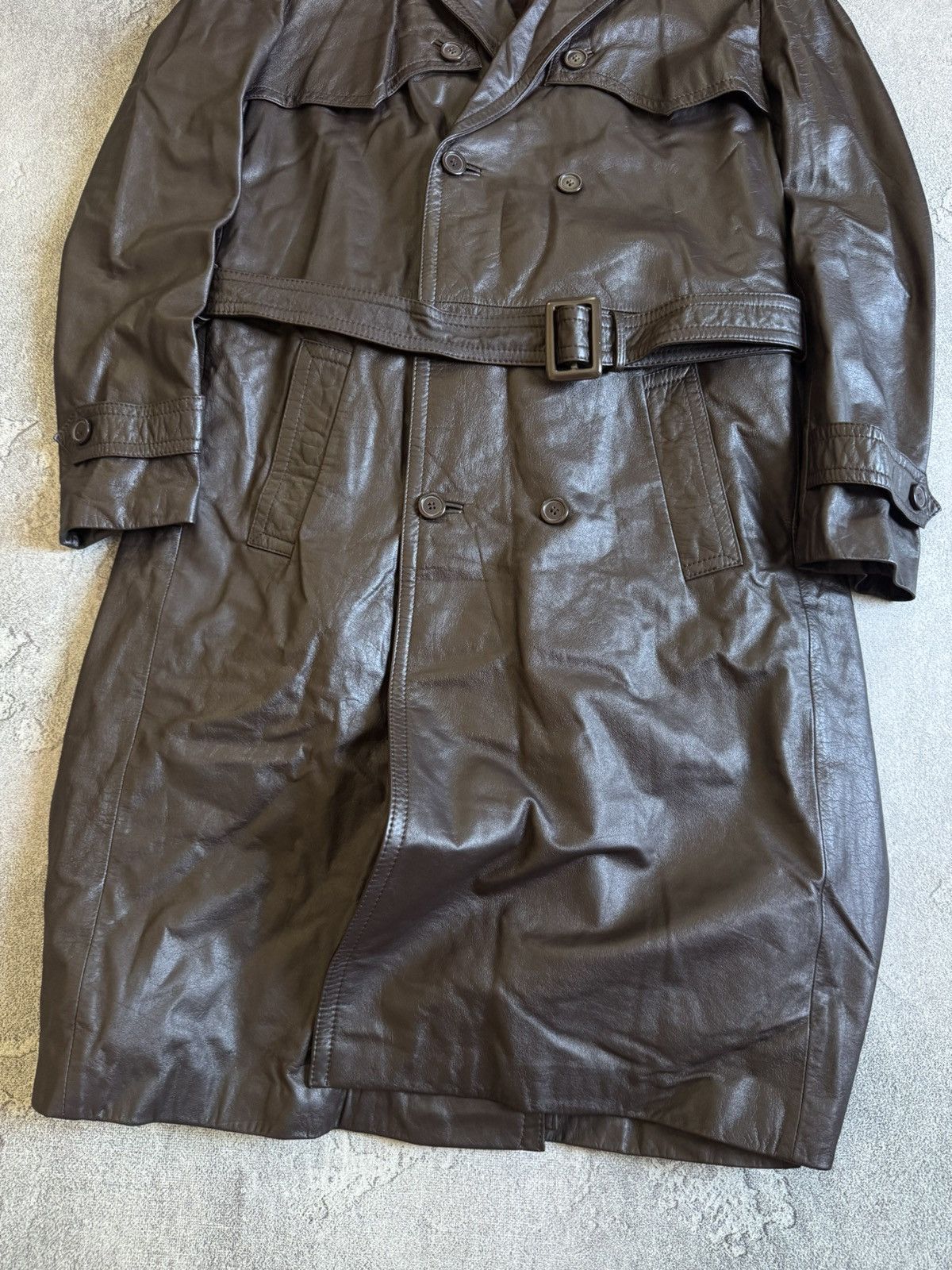 Genuine Leather Retro 52size vintage leather brown coat jacket + lining 90s Size US L / EU 52-54 / 3 - 2 Thumbnail