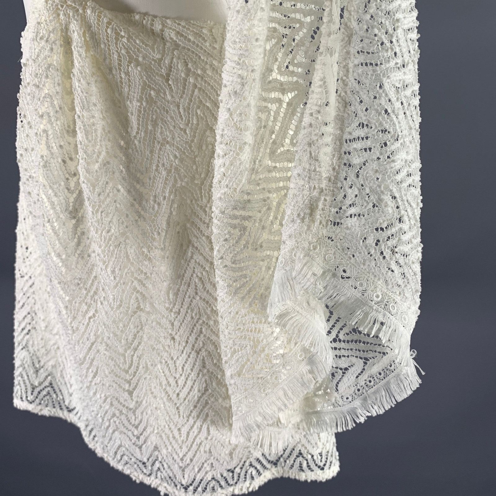 Ramy Brook RAMY BROOK M White Polyester Chevron One Shoulder Mini Dress Size M / US 6-8 / IT 42-44 - 6 Thumbnail
