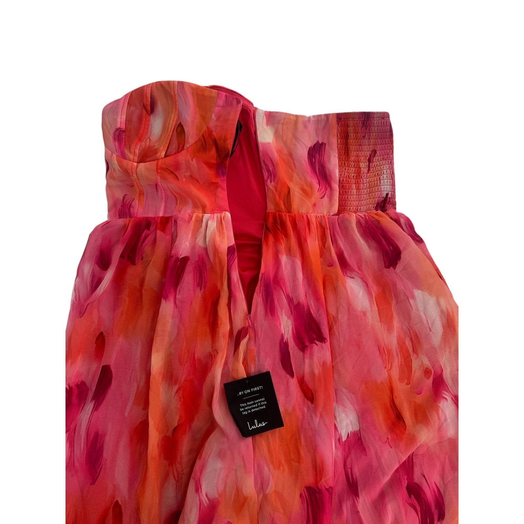 Lulus Lulus Dress - Strapless Coral Watercolor - NWT - Size XL Size XL / US 12-14 / IT 48-50 - 9 Thumbnail