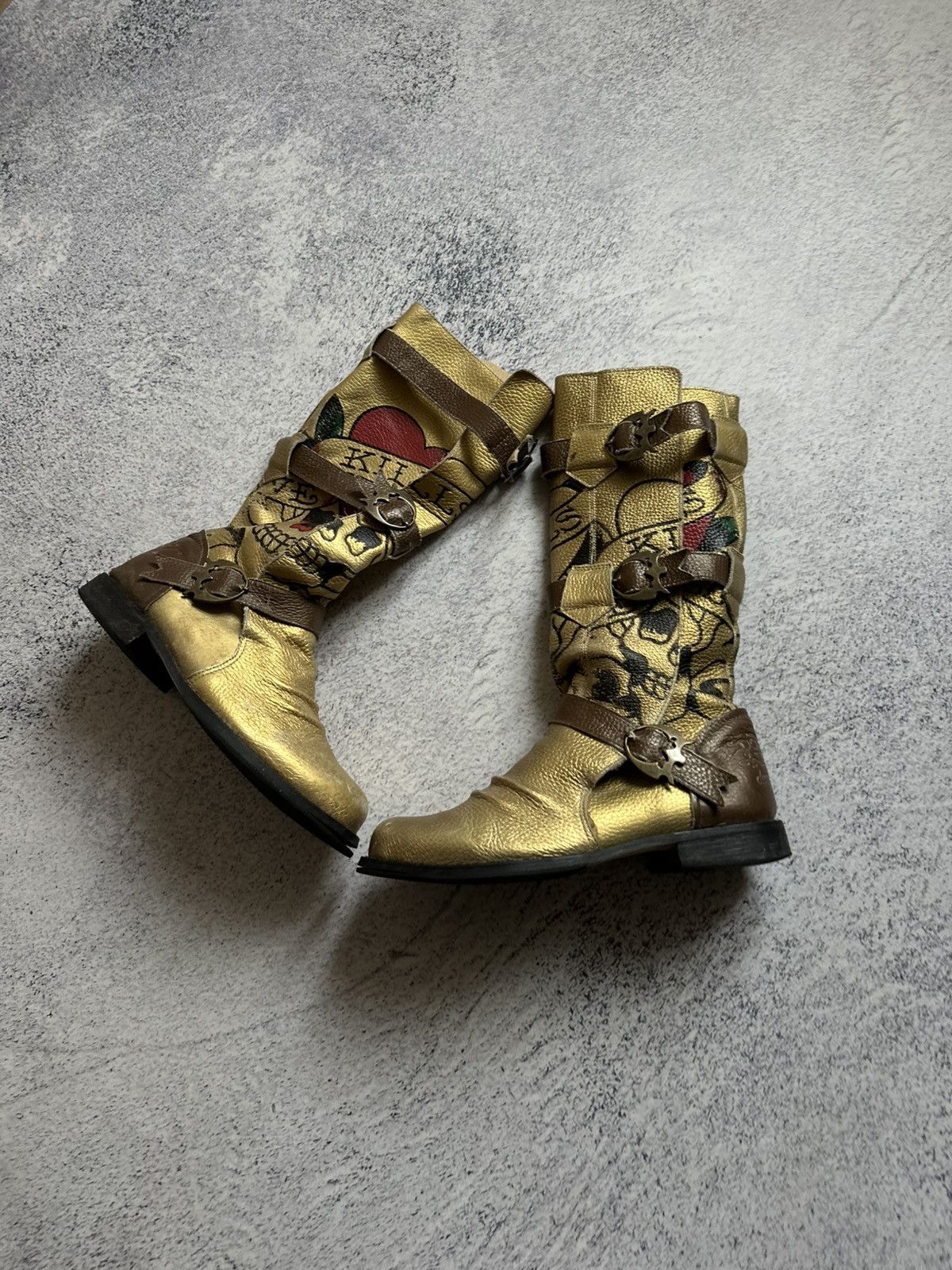 Ed Hardy RARE ED HARDY “Love Kills” Dagger Combat Motorcycle Boot Size US 10 / IT 40 - 1 Thumbnail