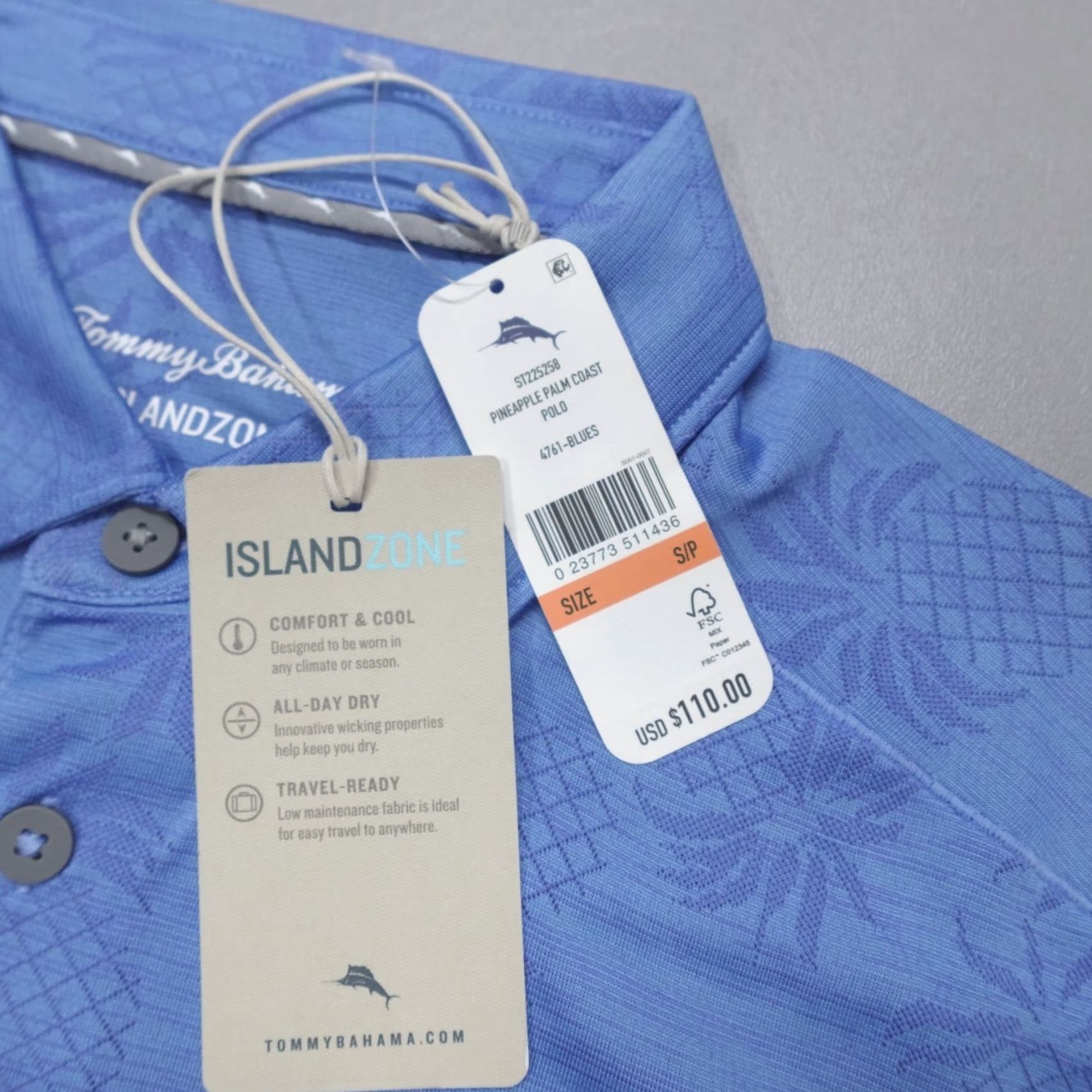 Tommy Bahama Tommy Bahama IslandZone Polo Shirt Blues Men's Size S Palm Coast Floral Short Sleeve Collared Pullover Activewear Casual Travel Size US S / EU 44-46 / 1 - 3 Thumbnail