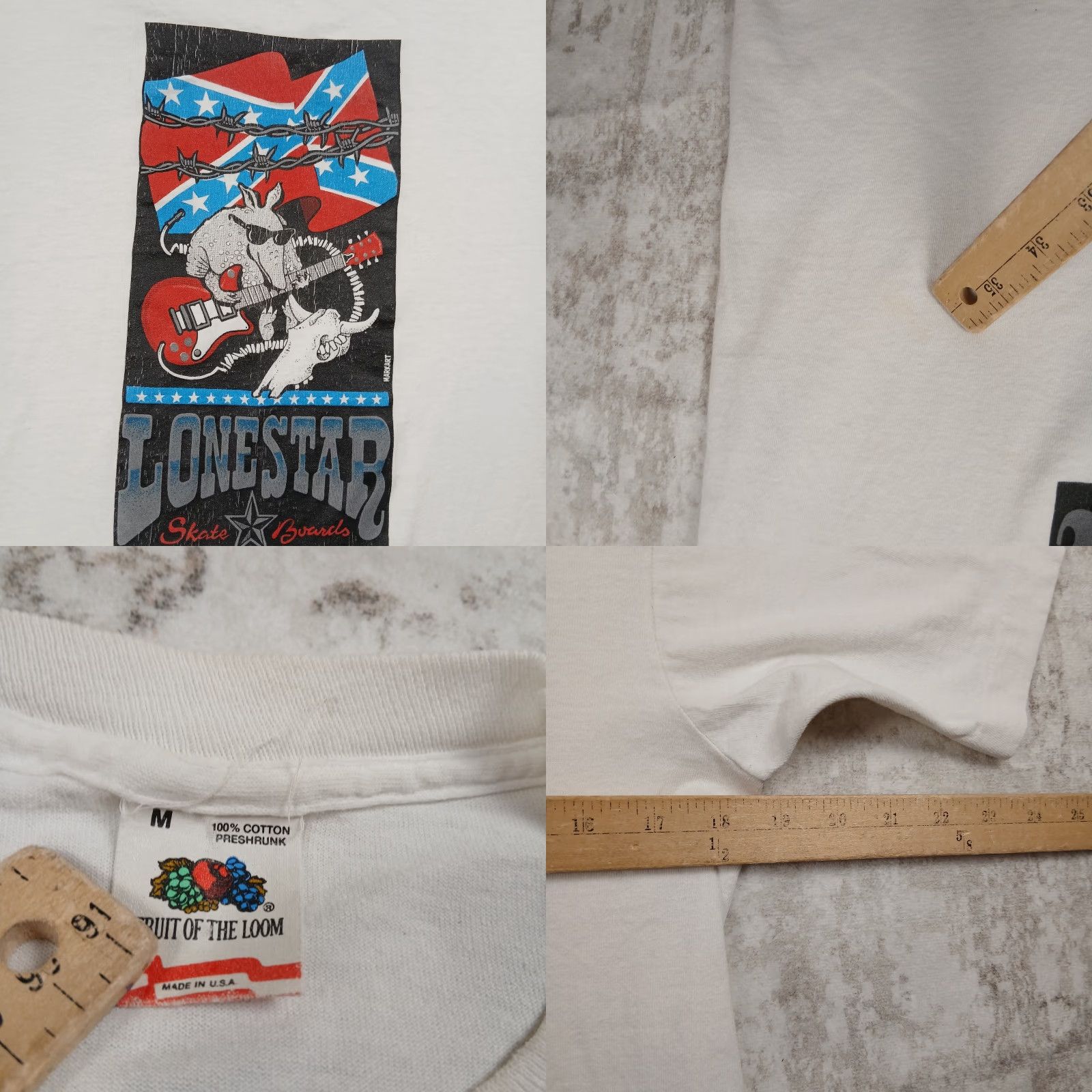 Fruit Of The Loom VINTAGE 90s Skateboard Single Stitch T Shirt Mens Medium White Lonestar Skate Shop Size US M / EU 48-50 / 2 - 8 Thumbnail