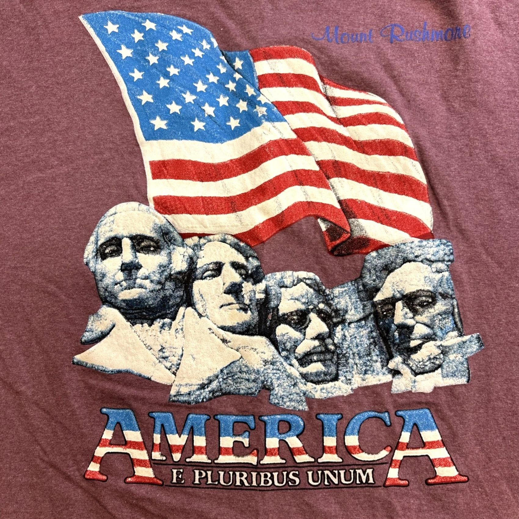 Vintage VINTAGE 90s Cal Cru T Shirt Mount Rushmore E Pluribus Unum America Graphic XL Flag Mens Shirt Size US XL / EU 56 / 4 - 2 Thumbnail
