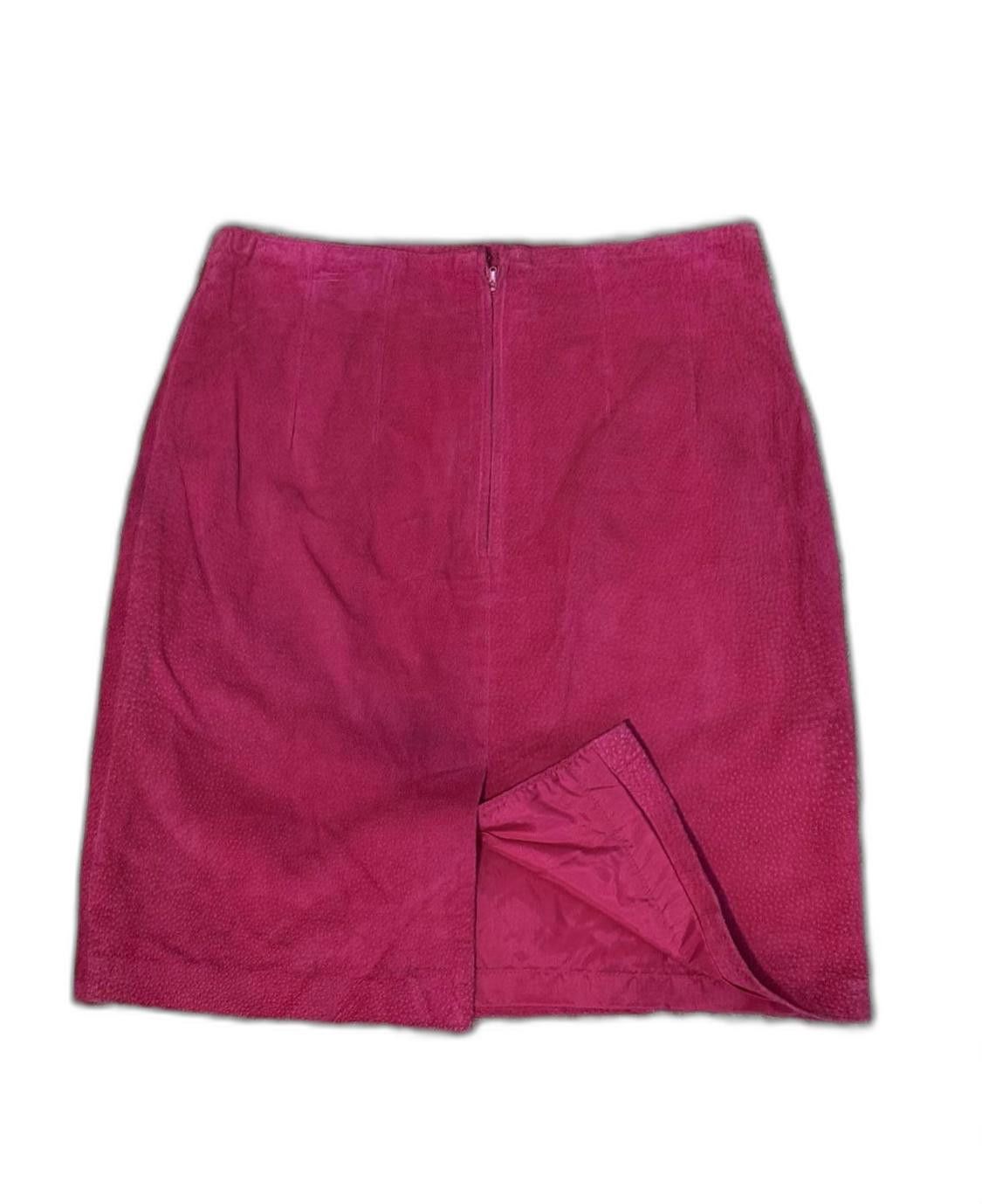 Designer Vintage Pink Suede 100% Leather Skirt Size 32" / US 10 / IT 46 - 1 Thumbnail