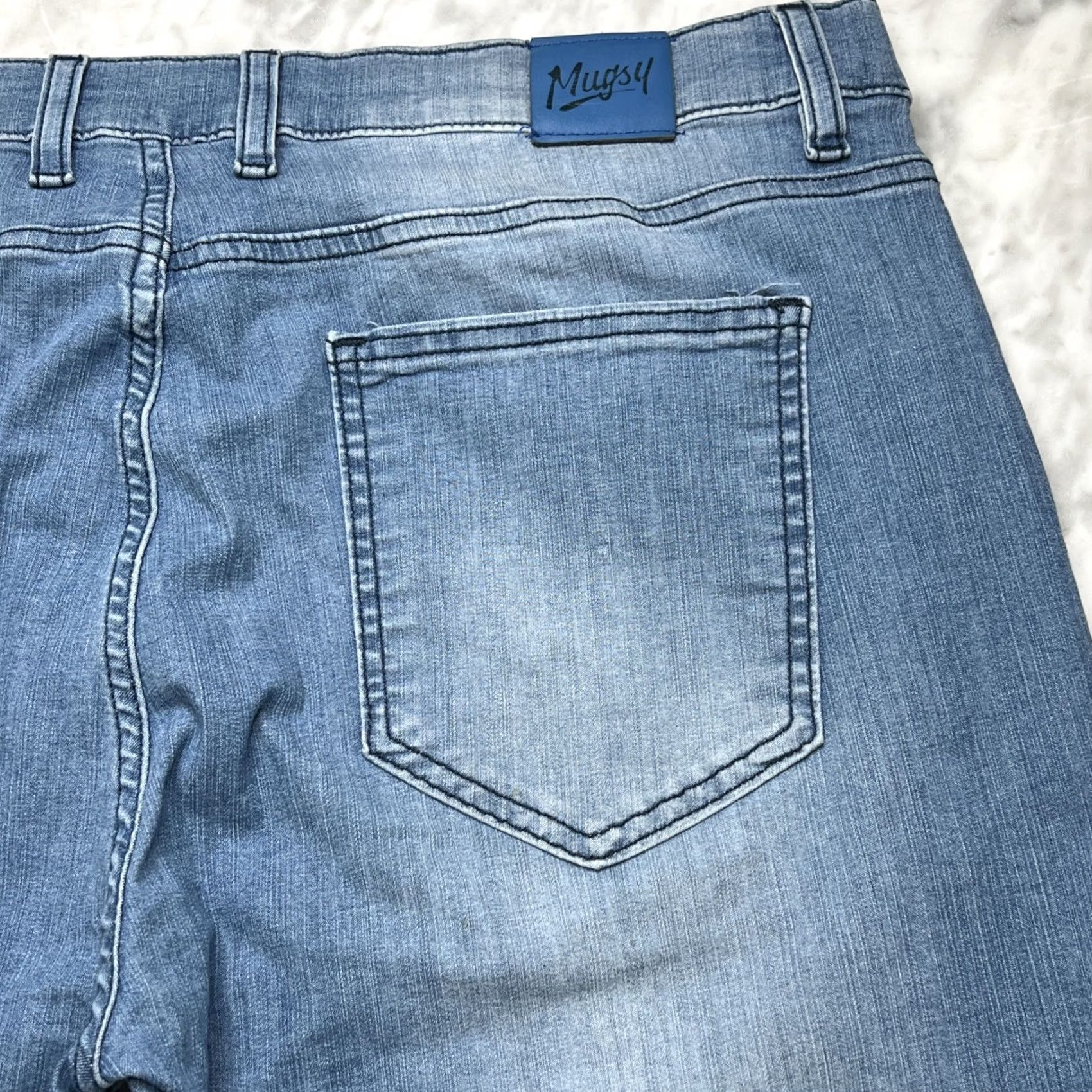 Vintage Mugsy Jeans Mens 38x36 Style FLX9CTL Faded Light Wash Straight 5-Pocket Denim City Preppy Size US 38 / EU 54 - 4 Thumbnail