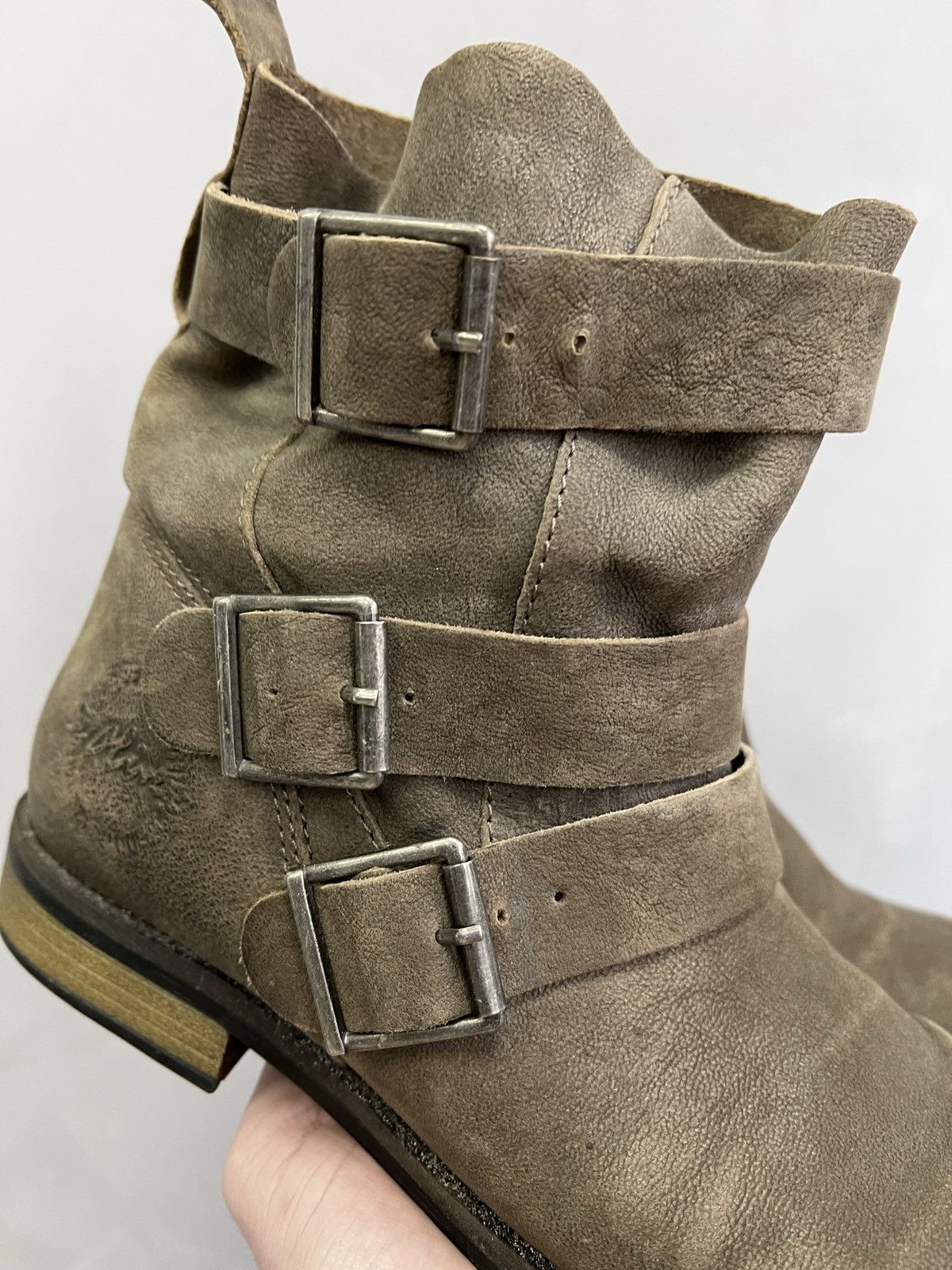 Designer × Vintage VINTAGE BELTED 90s leather avant garde boots y2k rare Size US 7.5 / EU 40-41 - 5 Thumbnail