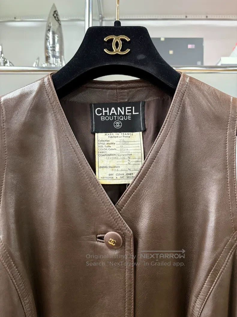 Chanel Chanel 94A Chocolate Brown Lambskin Sleeveless Dress Size M / US 6-8 / IT 42-44 - 2 Thumbnail