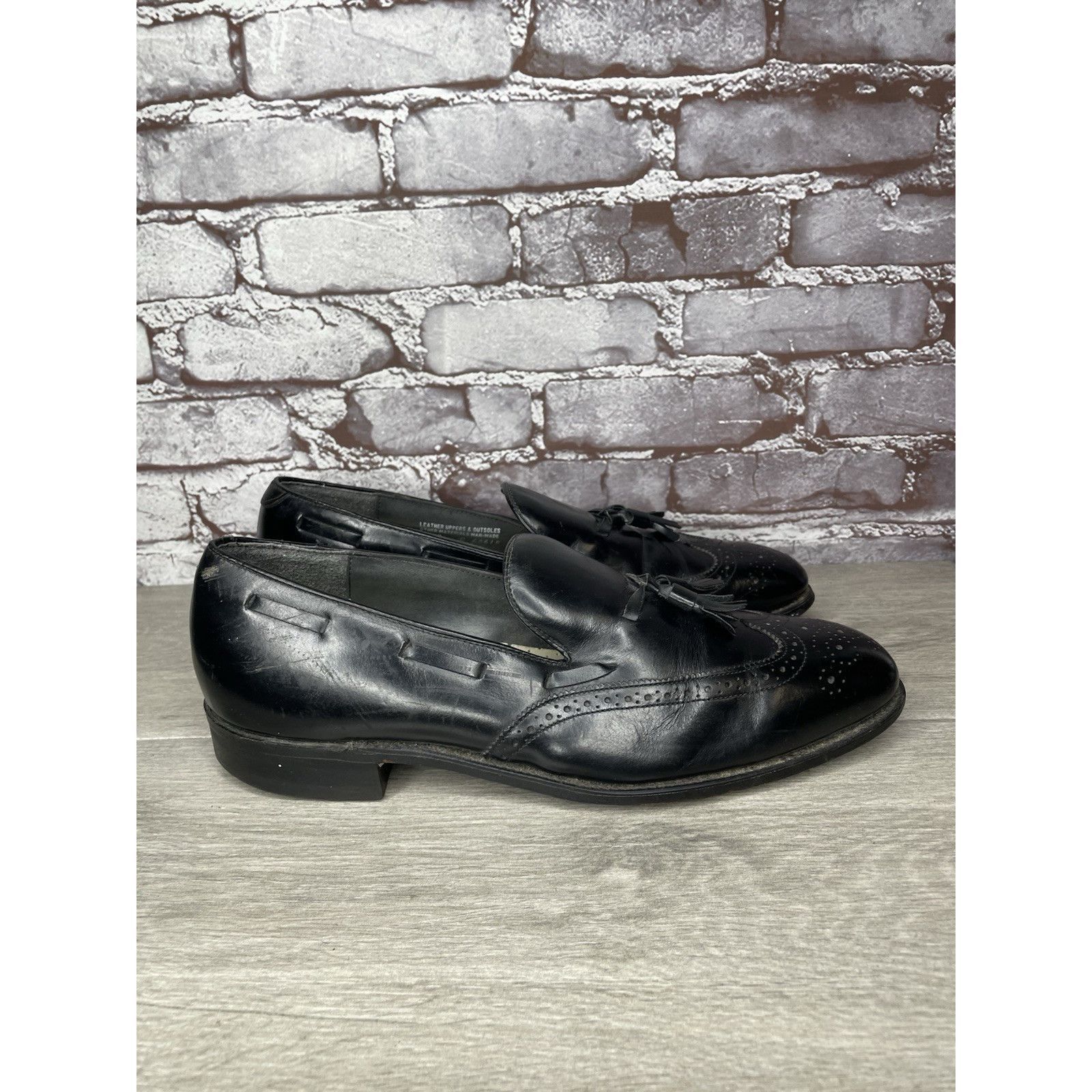 JOHN LAWRENCE SULLIVAN O'Sullivan Black Leather Wingtip VTG Loafers Dress Shoes Men Size US 12 / EU 45 - 15 Thumbnail
