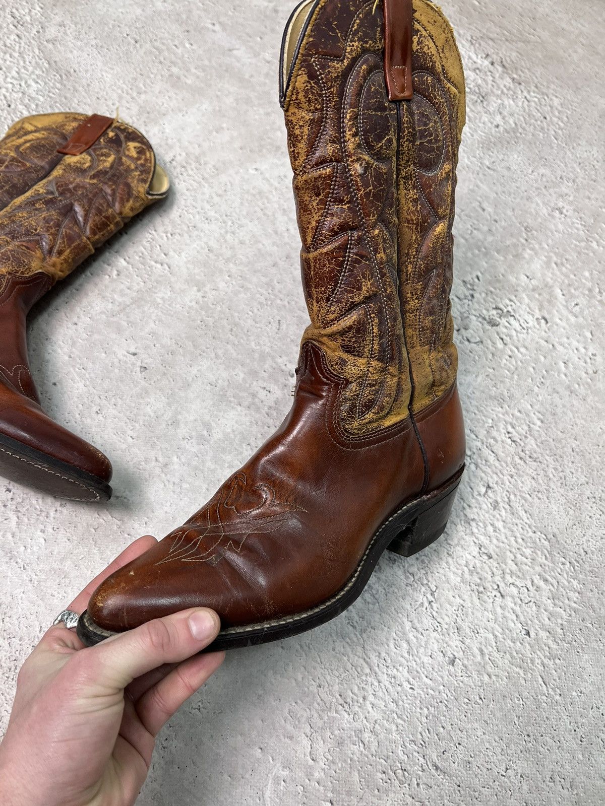 Vintage × Western Rise 90s Vintage Leather Cowboy Boots Western shoes USA Size US 9.5 / EU 42-43 - 6 Thumbnail