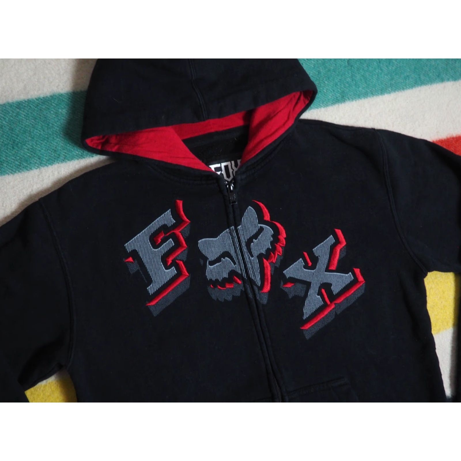 Fox Racing VINTAGE Fox Racing Hoodie Zip Black Red Grunge 2000s MX Skate Crew Neck Hooded Pockets Logo Men S Sweatshirt Winter Fall Spring Size US S / EU 44-46 / 1 - 2 Thumbnail
