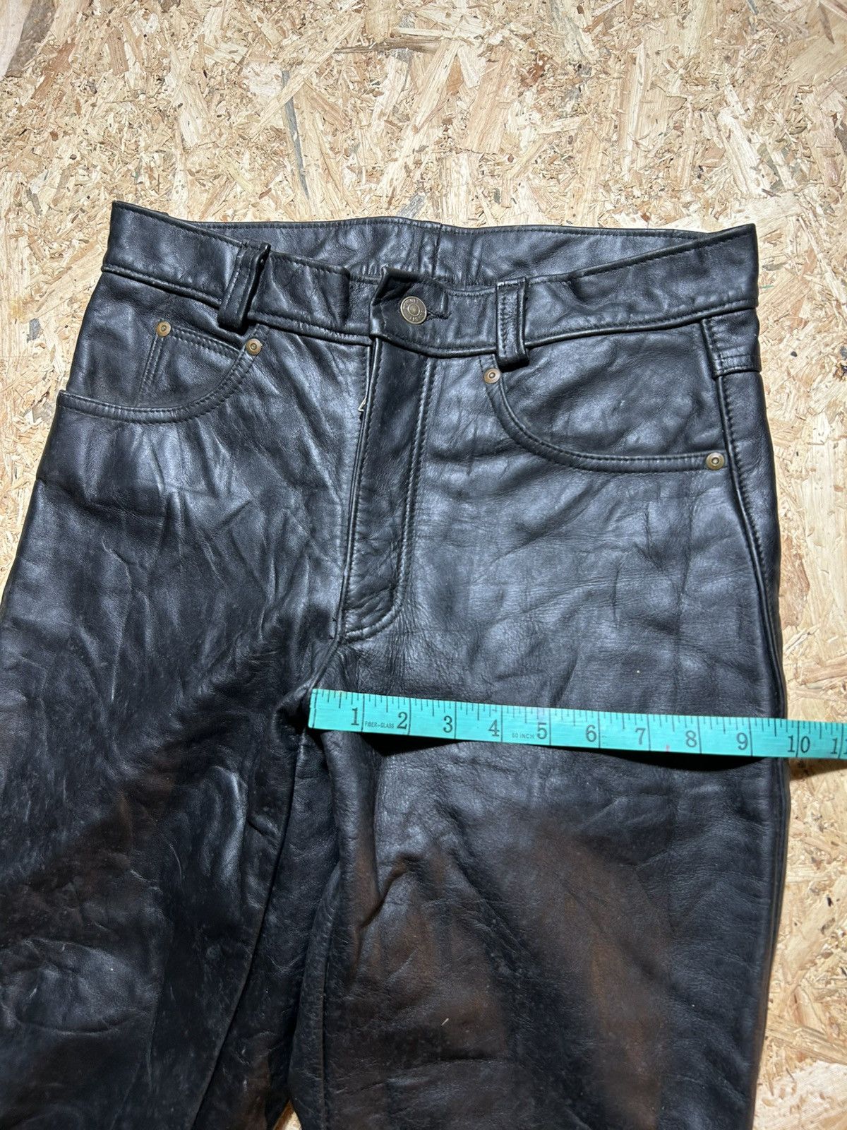Schott Schott Perfecto Black Leather Pants Size US 31 - 18 Thumbnail
