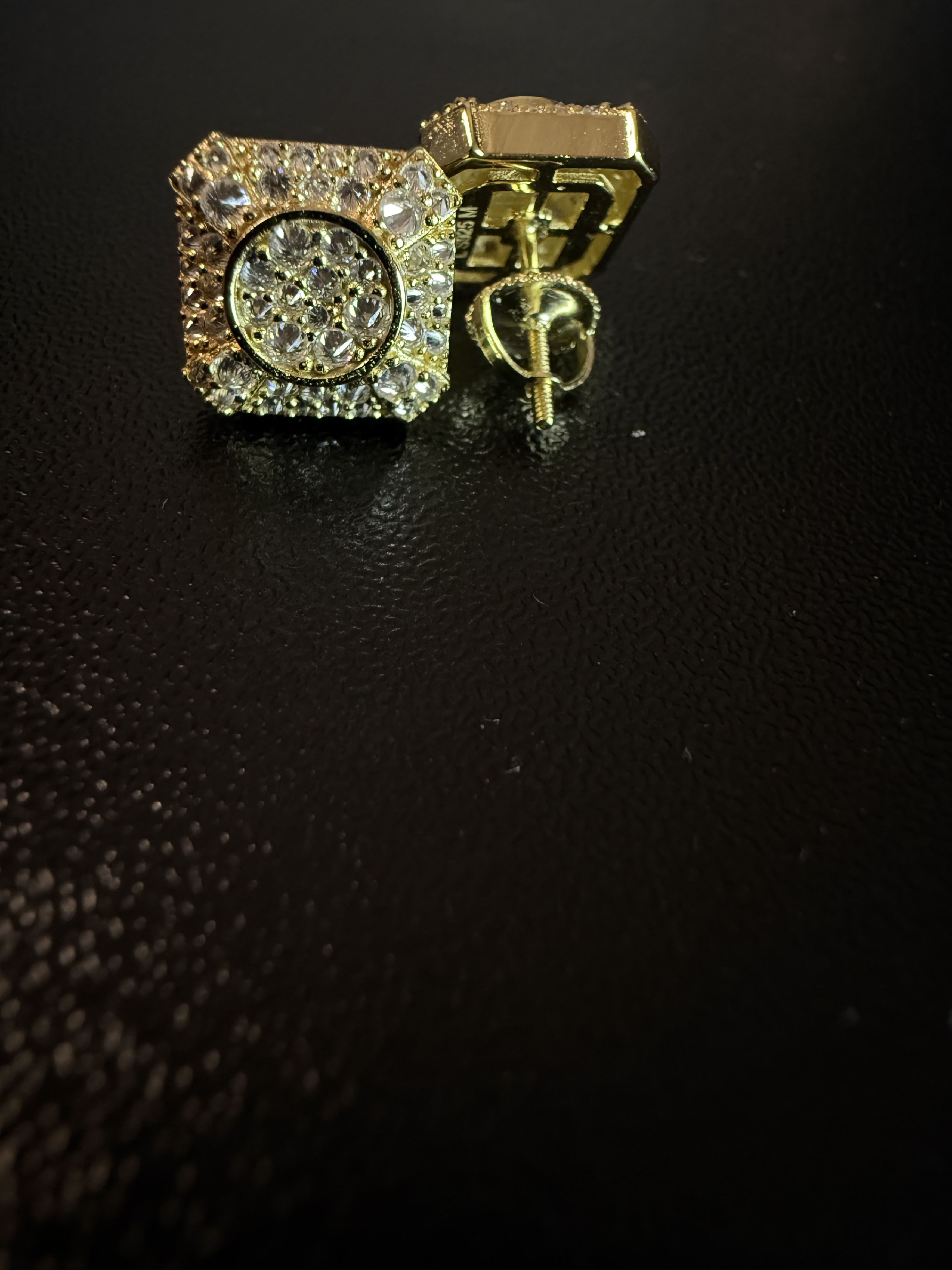 Other Trap Square Halo Studs Moissanite Gold Plated 925s earrings Size ONE SIZE - 5 Thumbnail