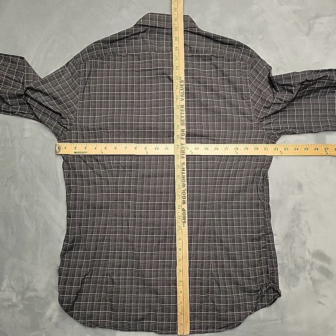 John Varvatos VINTAGE John Varvatos Shirt Mens L Gray Plaid Woven Button Up Casual Long Sleeve Cotton Size US L / EU 52-54 / 3 - 7 Thumbnail