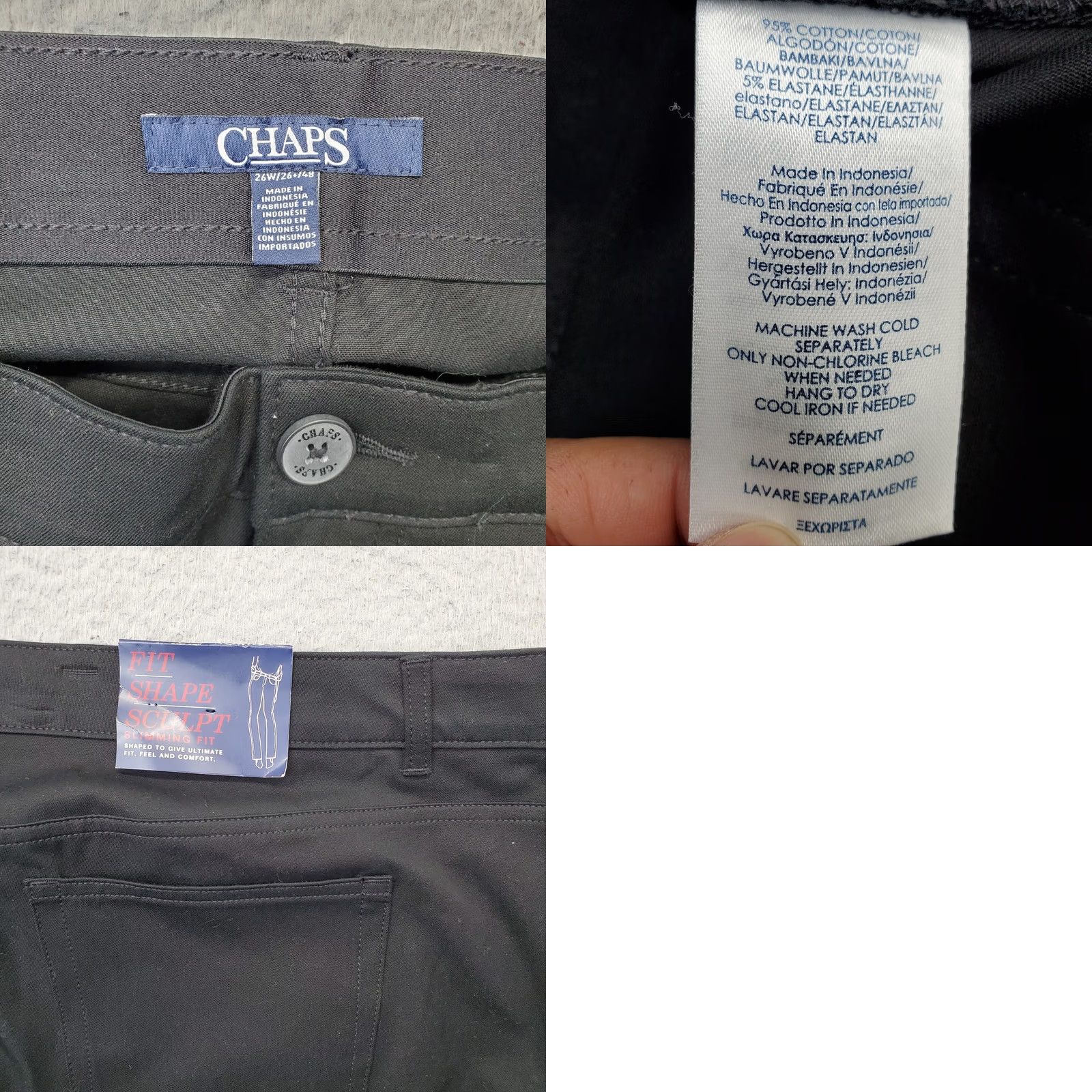 Chaps Chaps Womens 26W Black Slim Fit Mid Rise Comfort Elastic Straight Leg Pants Size 26" / US 2 / IT 38 - 8 Thumbnail