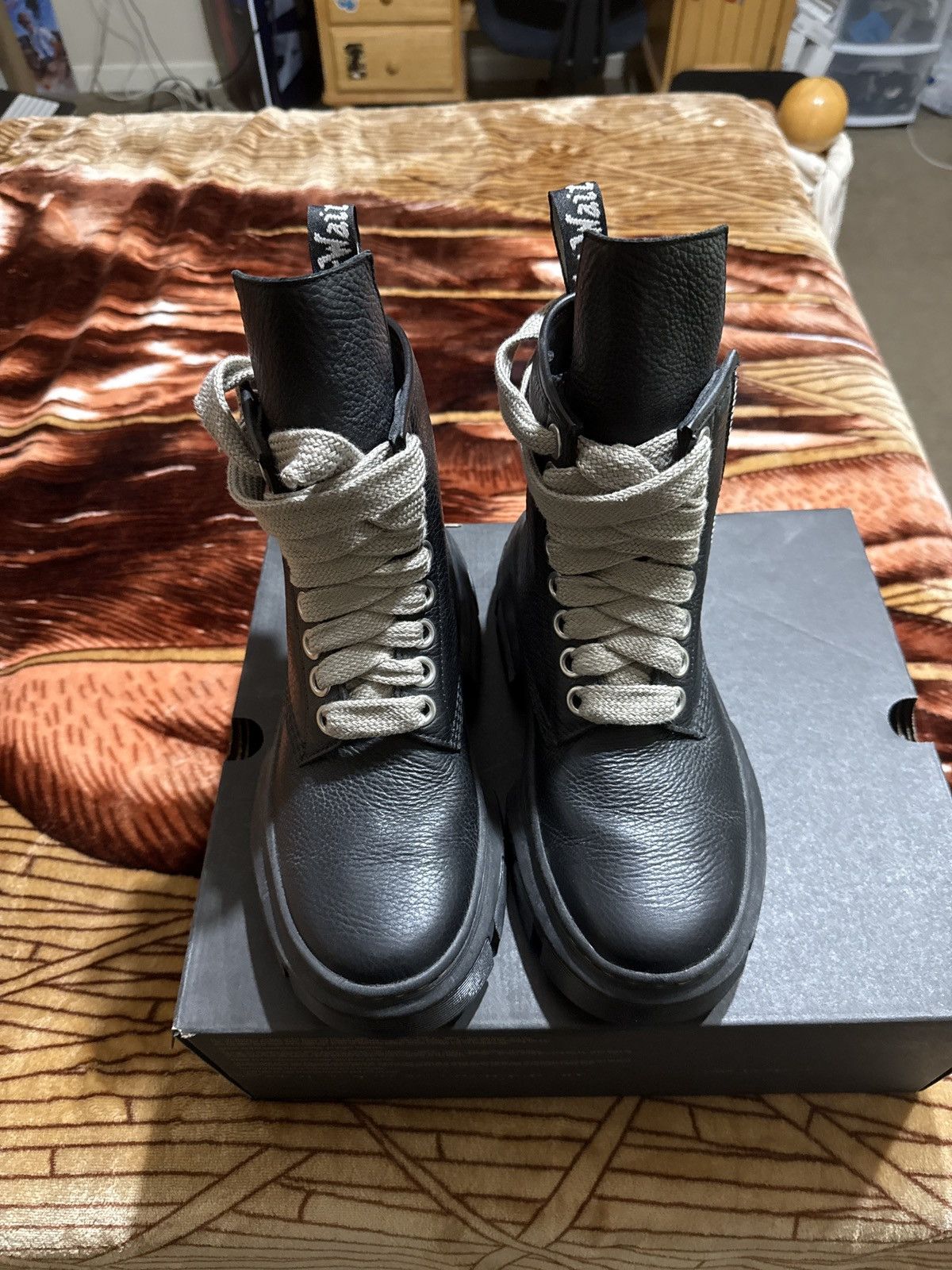 RICK OWENS × DR. MARTINS 1460 DMXL 27cm Dr. Martens 1460 DMXL Mega Lace Boot Rick Owens Black Men's