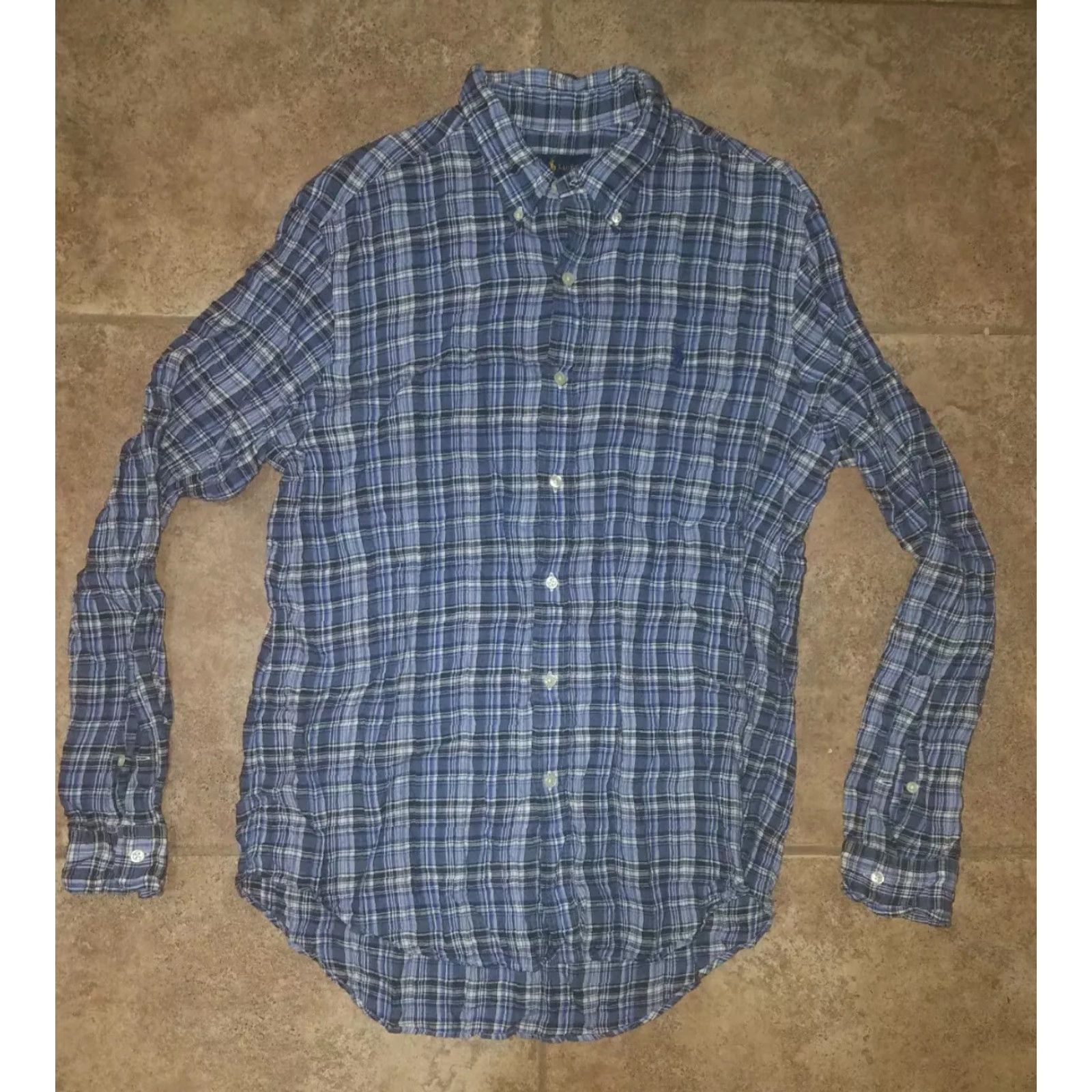 Ralph Lauren Ralph Lauren Plaid Button-Down Shirt Mens L Linen Blue Multicolor Long Sleeve Shirt Size US L / EU 52-54 / 3 - 2 Thumbnail
