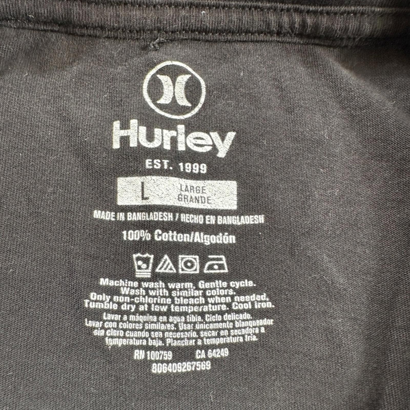 Hurley Hurley Mens Black Graphic T Shirt Large Cotton 1999 Logo Tee Size US L / EU 52-54 / 3 - 4 Thumbnail