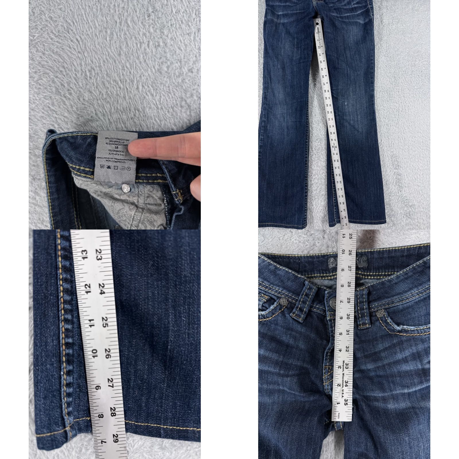 Silver Jeans Co. VINTAGE Silver Jeans Womens Bootcut Jeans 25 Blue Denim Stretch Pockets 2010s Size 42" / US 20 - 8 Thumbnail