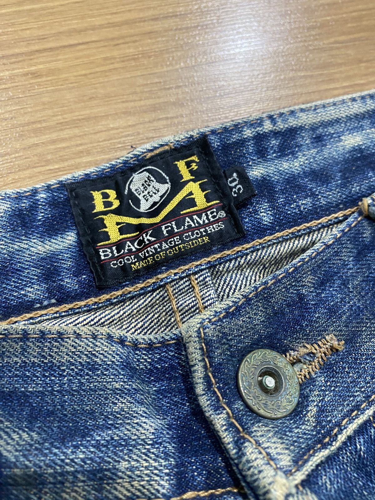 Japanese Brand Black Flame Aging Wash Selvedge Denim Made Japan Size US 30 / EU 46 - 11 Thumbnail