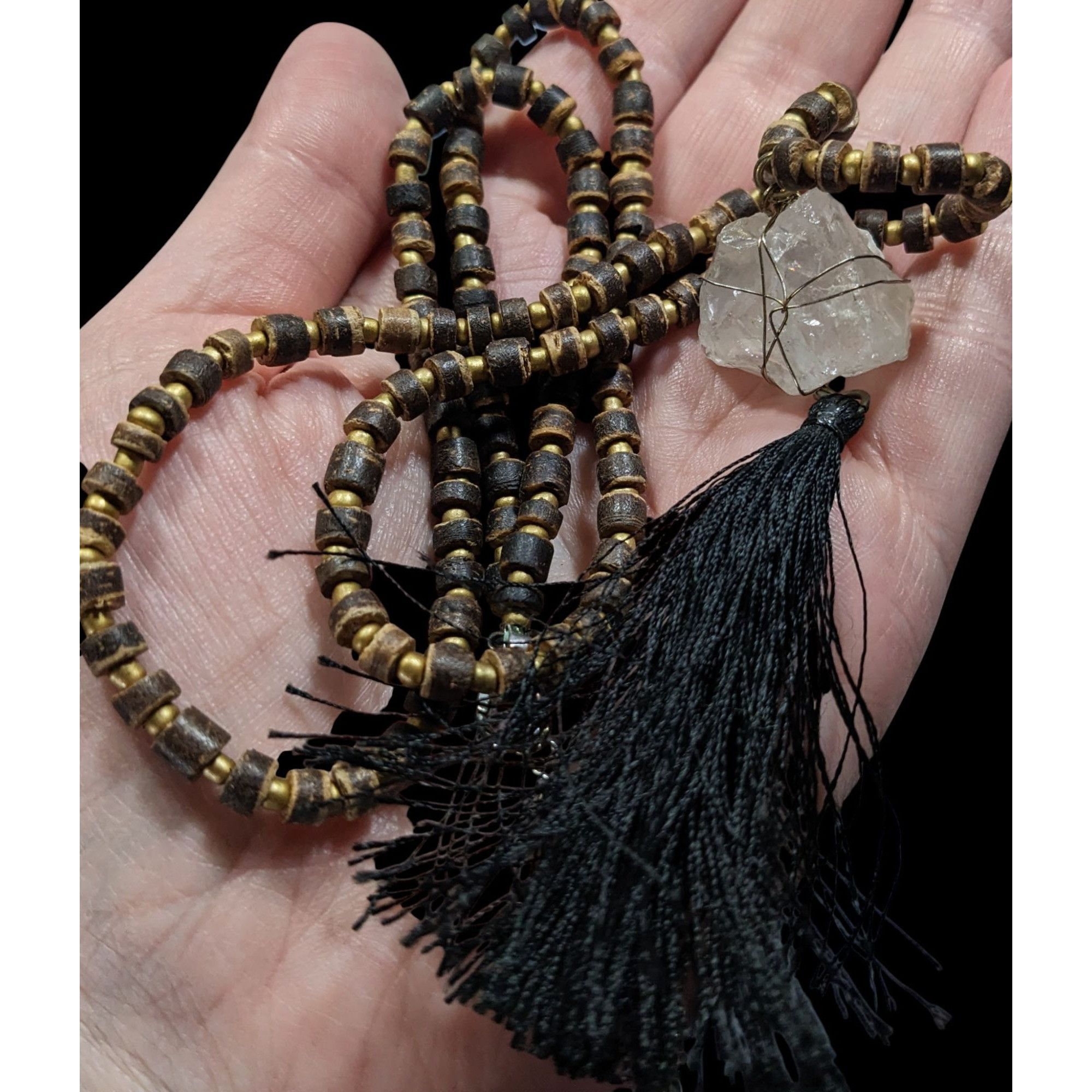Other Vintage Bohemian Beaded Necklace With Natural Crystal Pendan Size ONE SIZE - 3 Thumbnail