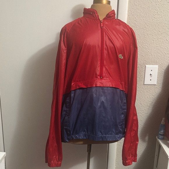 Izod Vtg IZOD LACOSTE Red/Blue Half Zip Windbreaker Jacket Hood Size US L / EU 52-54 / 3 - 1 Thumbnail