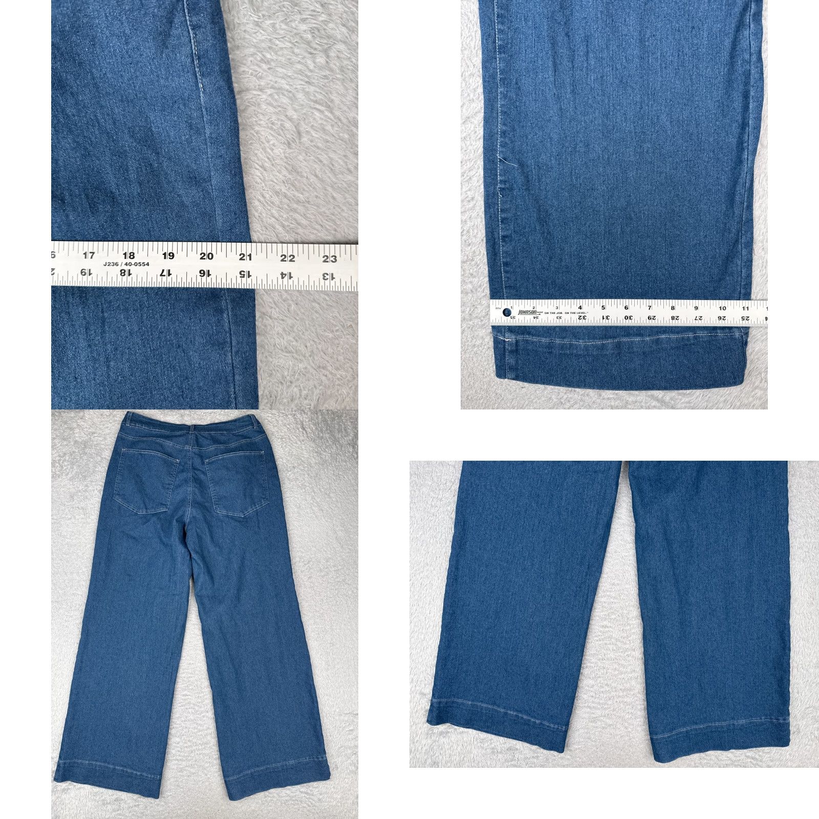 Vintage Womens Jeans 30x30 Blue Denim Wide Leg High Rise Cotton Polyester Blend Pockets Size 30" / US 8 / IT 44 - 9 Thumbnail