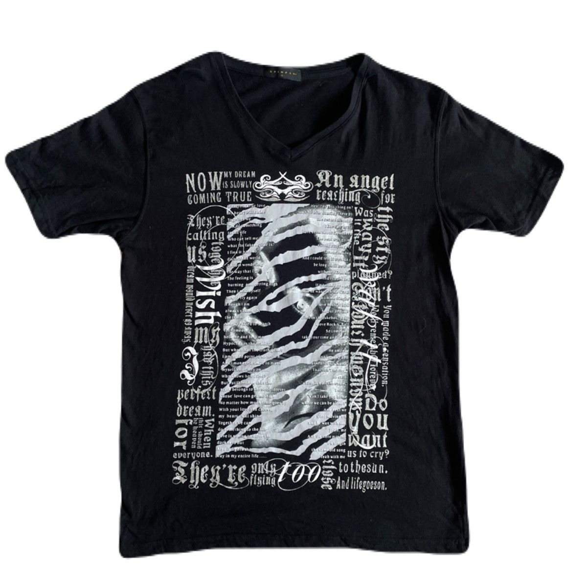 archive y2k T-shirt Ｖ系 If Six Was Nine 2000s Japanese archive Vkei Glitter Poem V-Neck T