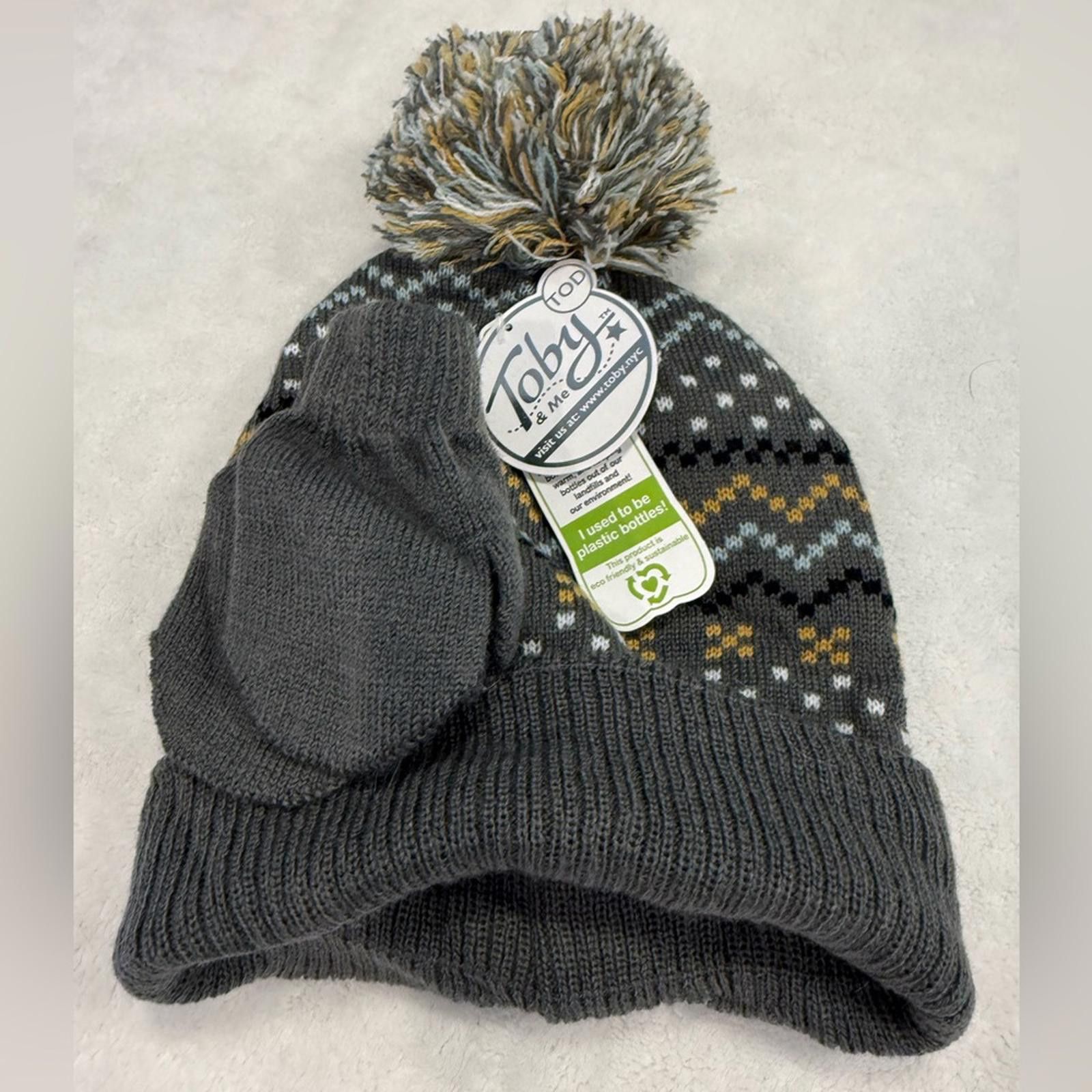 Toyo Enterprises Toby toddler pom pom fairisle beanie glove set gray gloves Size ONE SIZE - 2 Thumbnail