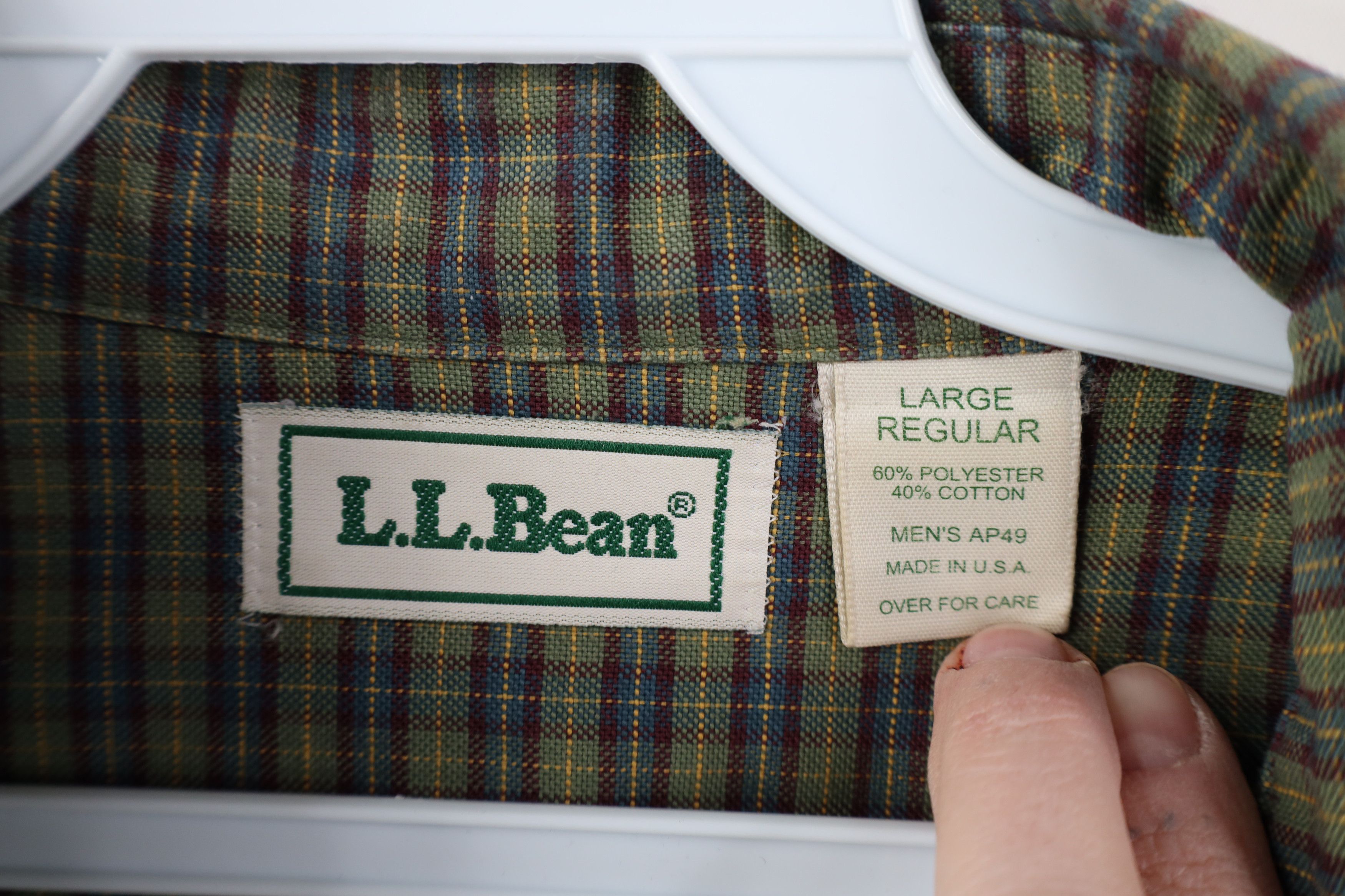 L.L. Bean Vintage 90s LL Bean Button Down Shirt Green Plaid USA Size US L / EU 52-54 / 3 - 7 Thumbnail