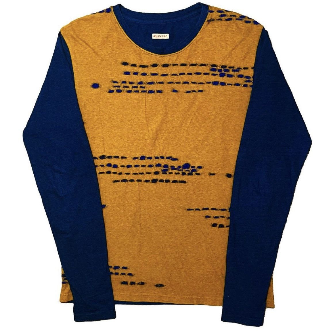 Kapital Kapital long-sleeve tee sweat mustard blue sashiko-style Size US S / EU 44-46 / 1 - 1 Thumbnail