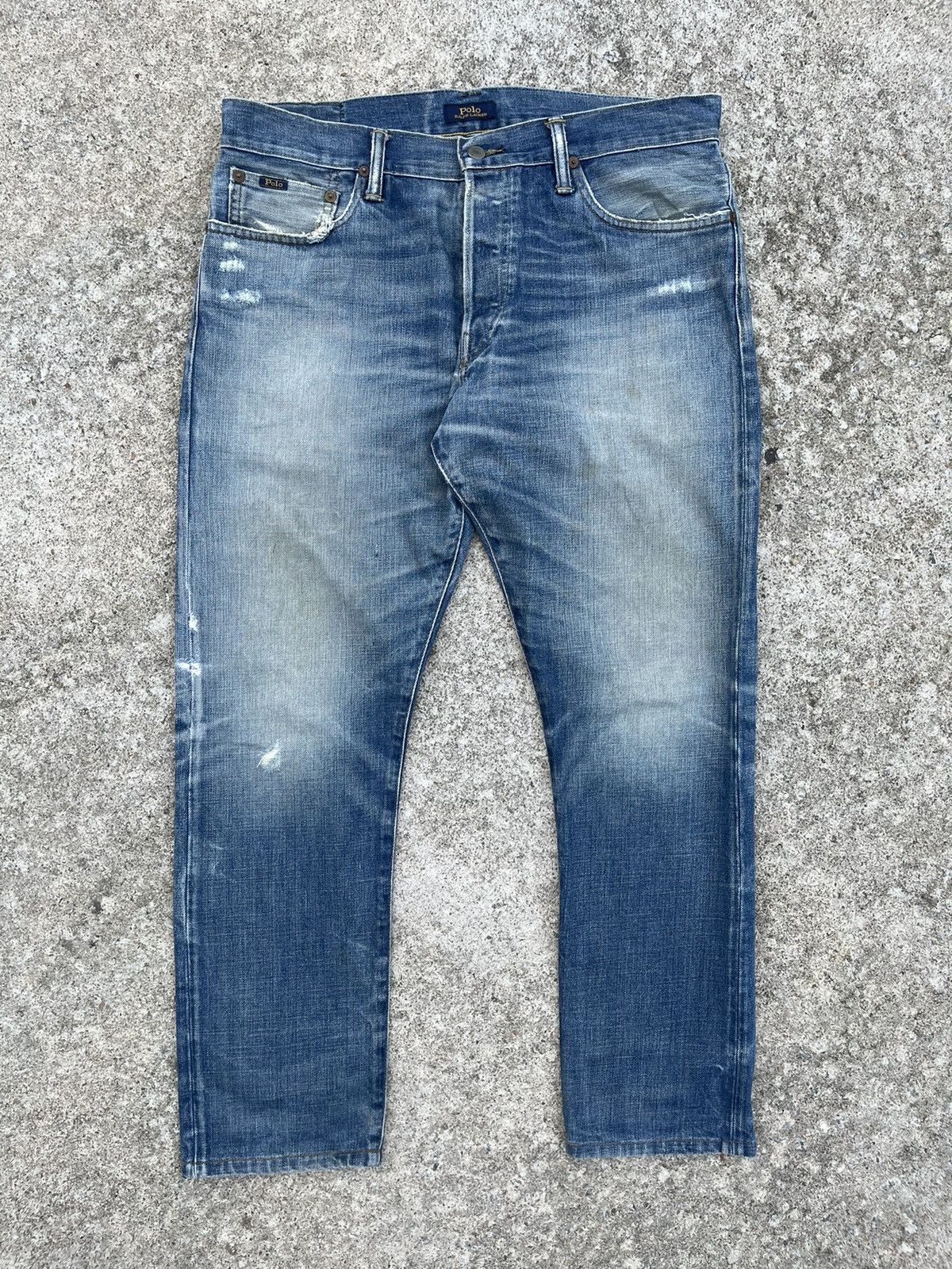 Polo Ralph Lauren 🔥 Polo Ralph Lauren Distressed Denim Vintage W35🔥 Size US 35 - 2 Thumbnail