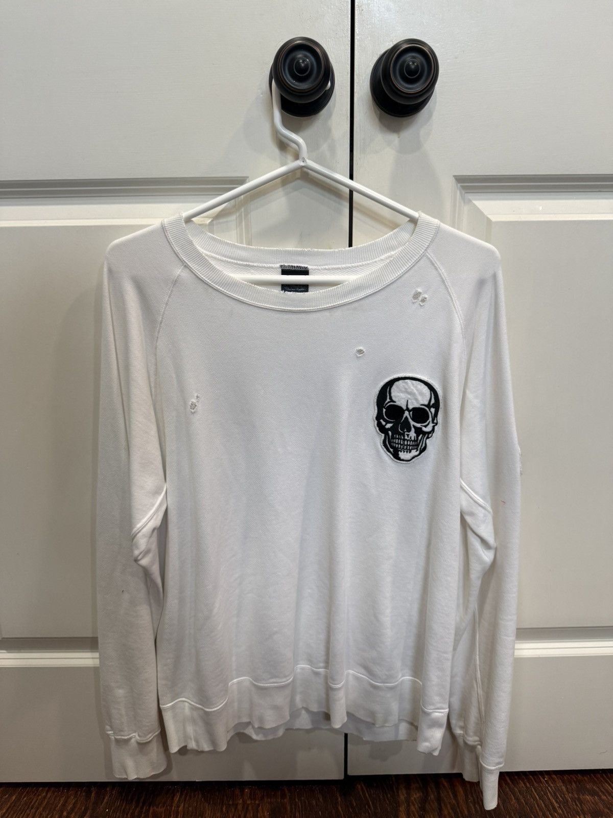Number (N)ine double skull patch white sweater Size US M / EU 48-50 / 2 - 1 Thumbnail