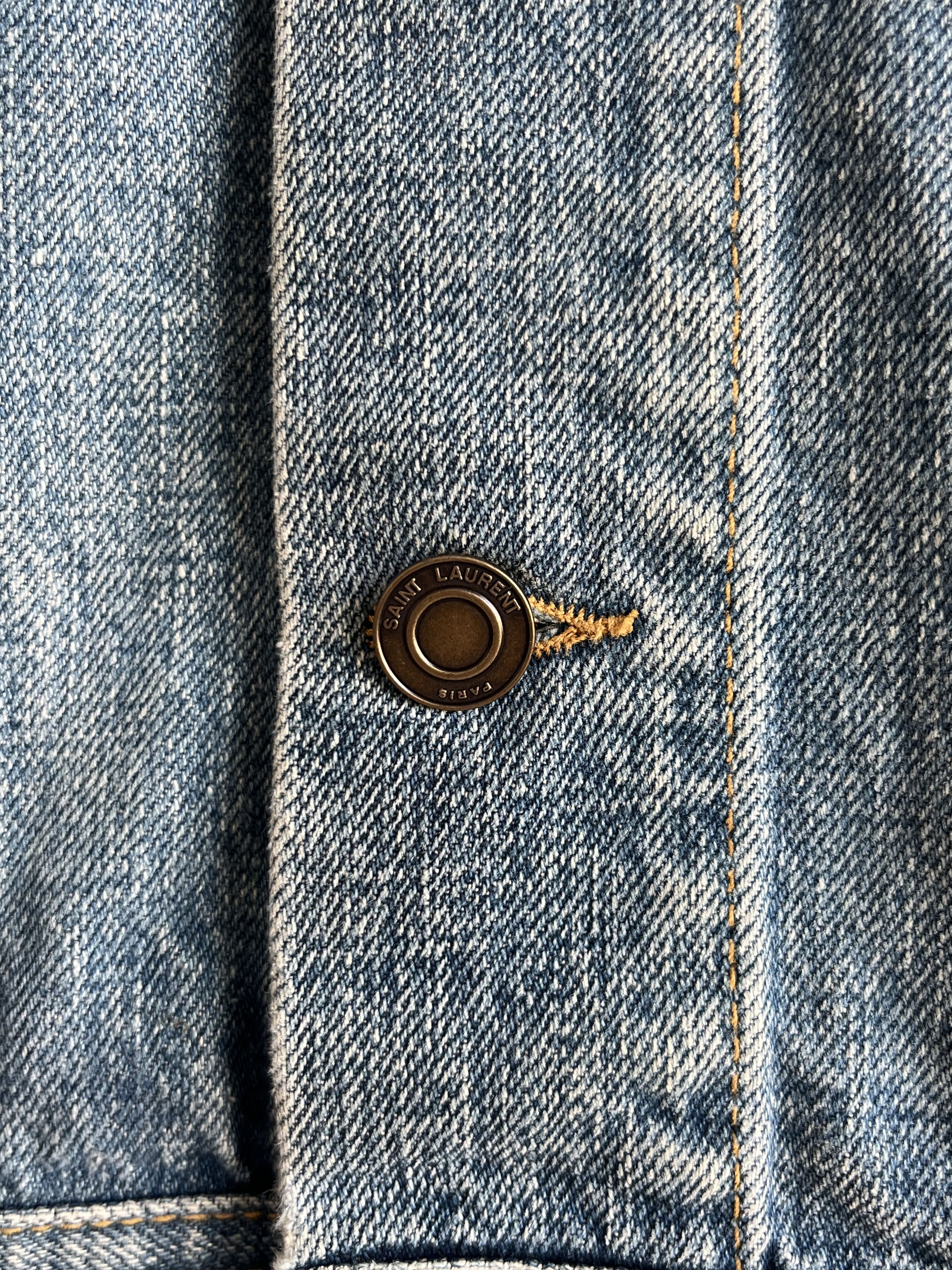 Hedi Slimane × Saint Laurent Paris SS16 Saint Laurent Studded Denim Vest Size L / US 10 / IT 46 - 5 Thumbnail