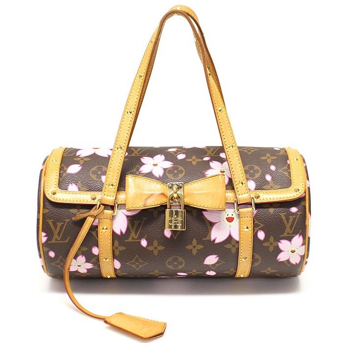 image of Louis Vuitton M92009 Cherry Blossom Papillon Gm Marron Hand Bag Takashi Mu in Red, Women's