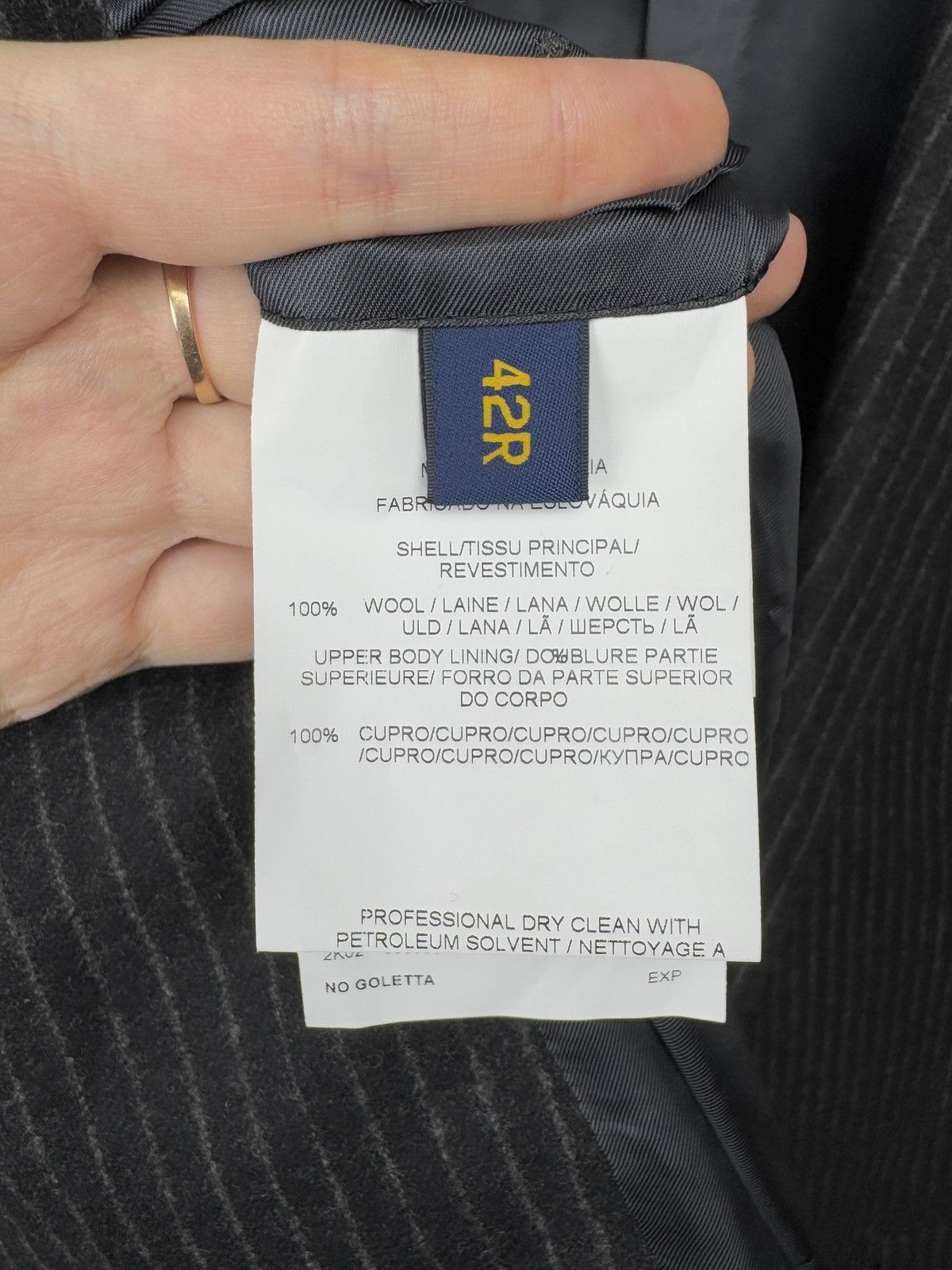 Polo Ralph Lauren POLO Ralph Lauren Gregory Wool Pinstripe Suit Dark Grey 42R Size 42R - 13 Thumbnail
