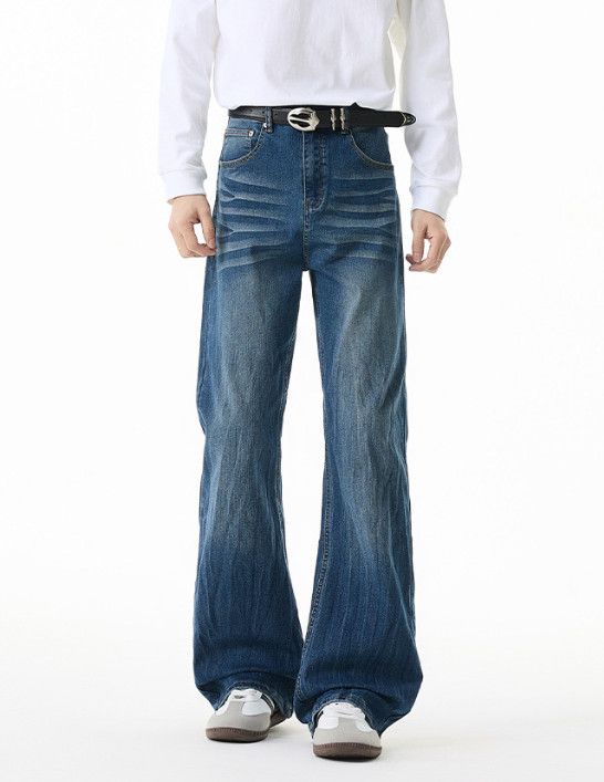 Japanese Brand American Retro Distressed Lightning-Print Flared Jeans Size US 32 / EU 48 - 1 Thumbnail