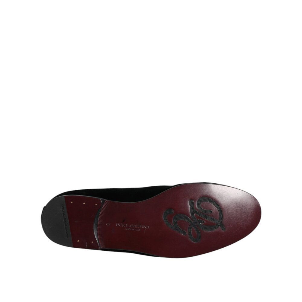 Dolce & Gabbana Dolce & Gabbana Black Velvet Embellished Loafer Slip On Shoe Size US 10 / EU 43 - 8 Thumbnail