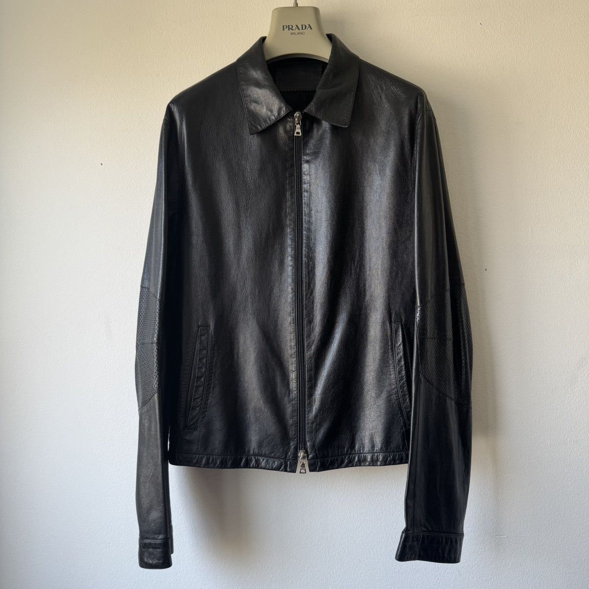 Prada Prada FW1998 Silk Lined Button-Up Leather Overcoat
