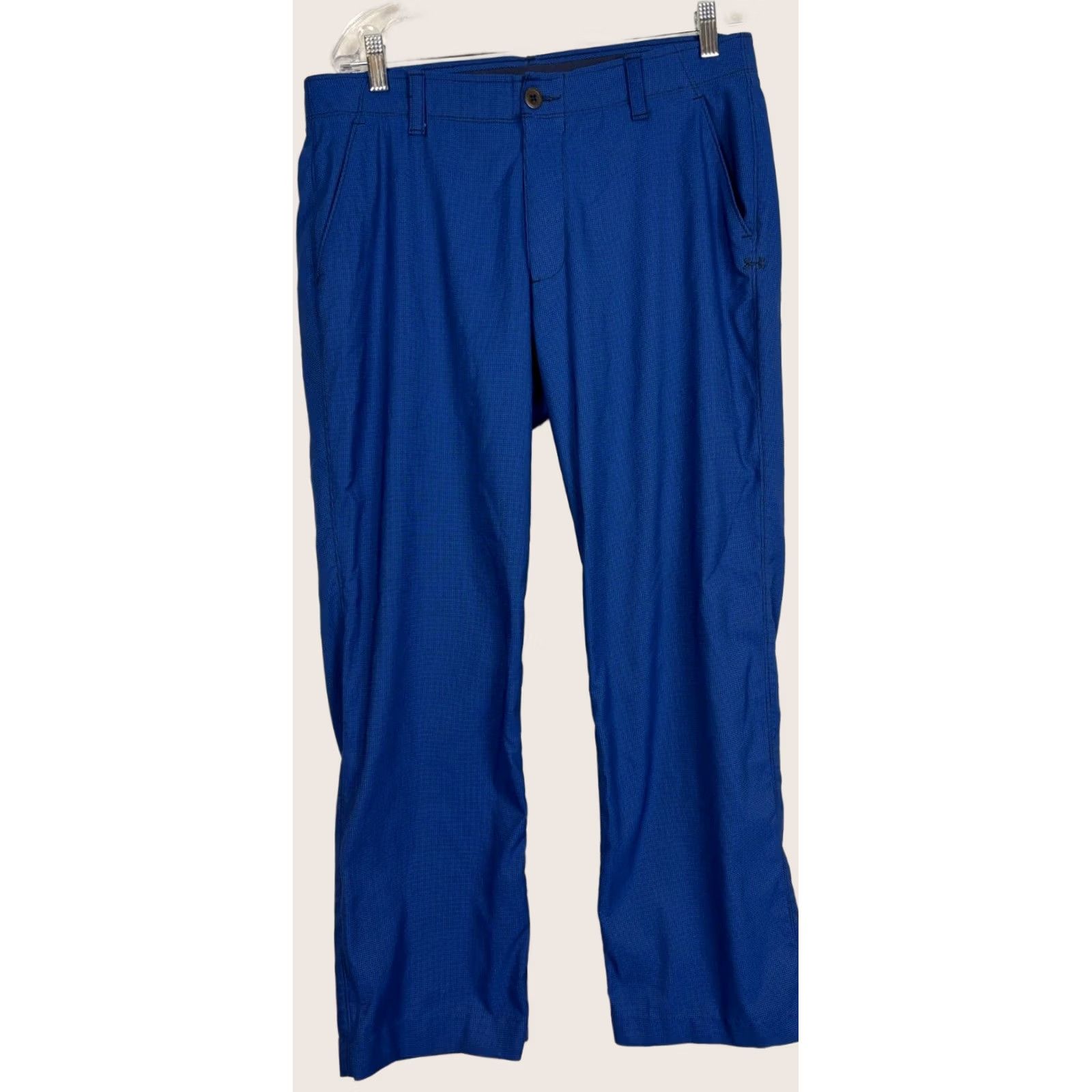 Under Armour Under Armour Golf Pants Loose Fit Activewear Mens 34x27 Blue Check Chino Belted Size US 34 / EU 50 - 1 Thumbnail