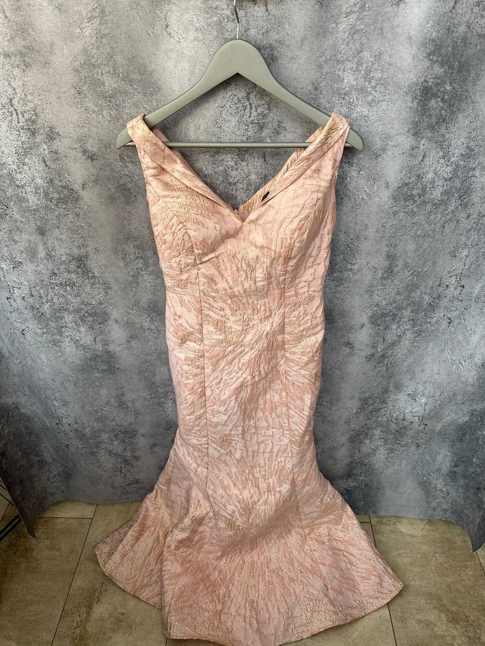 Designer Alberto Makali Mermaid Style Gown Metallic Embroidered Dress Size M / US 6-8 / IT 42-44 - 2 Thumbnail