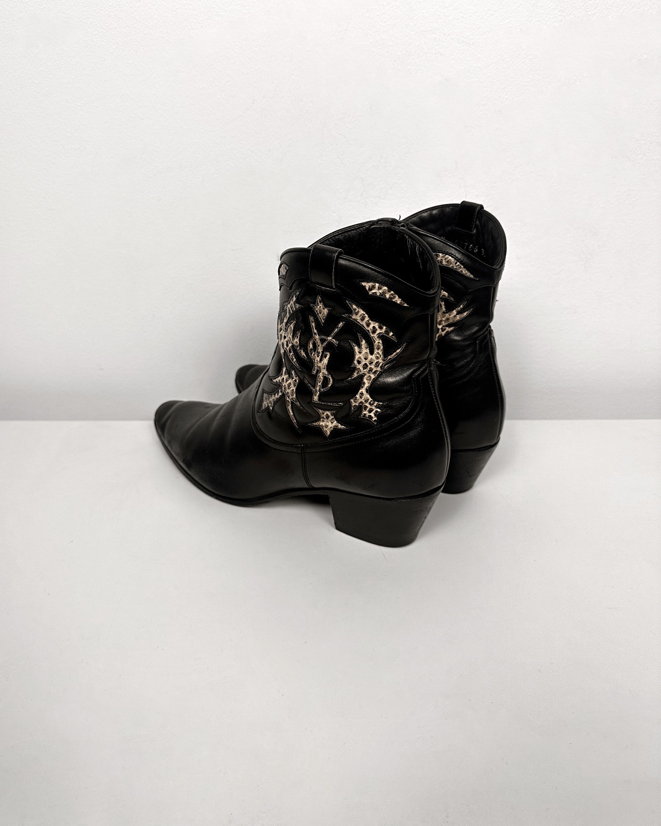 Saint Laurent Paris Saint Laurent Snakeskin Logo Pattern Cowboy Rock Boots Size US 6.5 / EU 39-40 - 2 Thumbnail